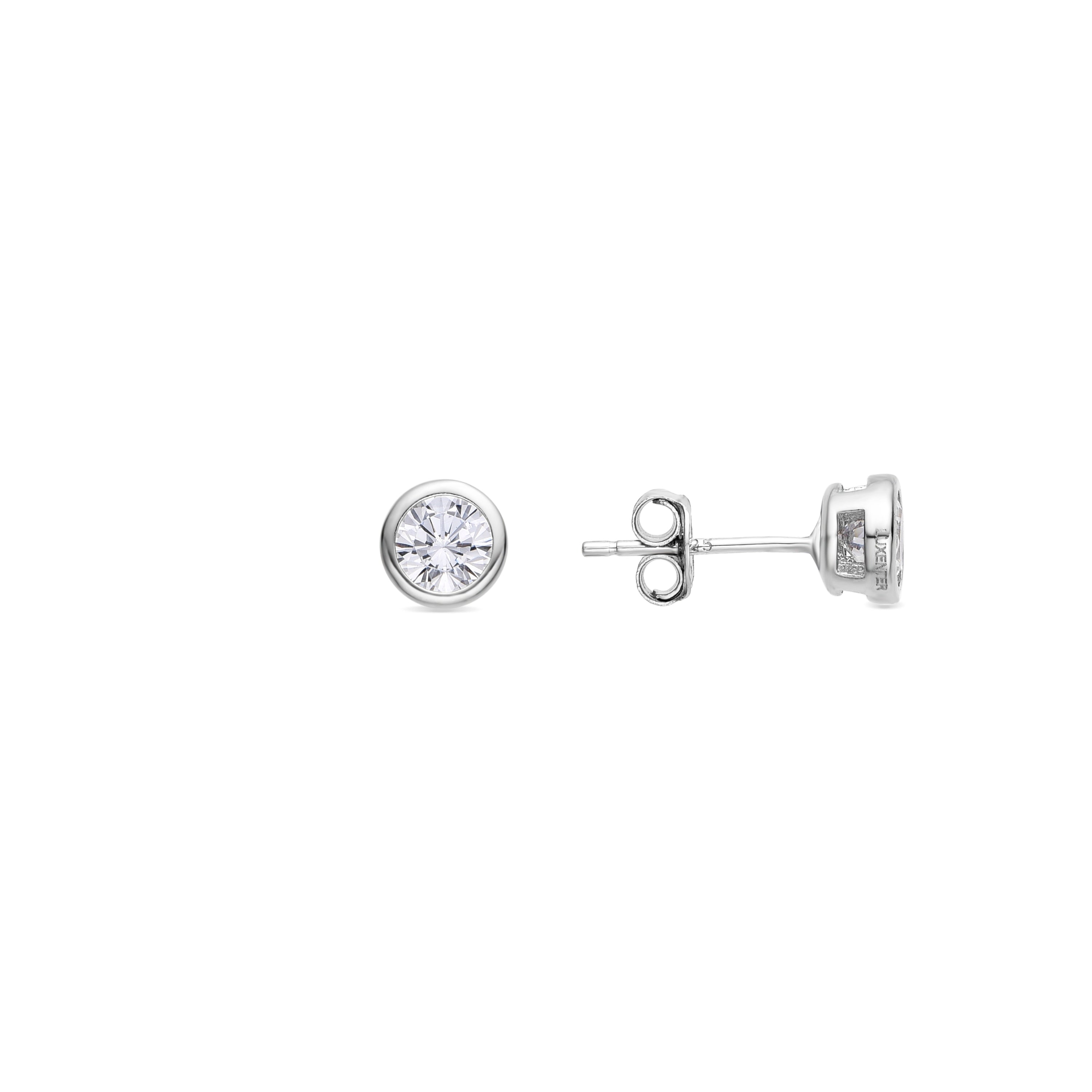925 Sterling Silver Earrings with Brilliant Zirconia, Rhodium Finish - Basili