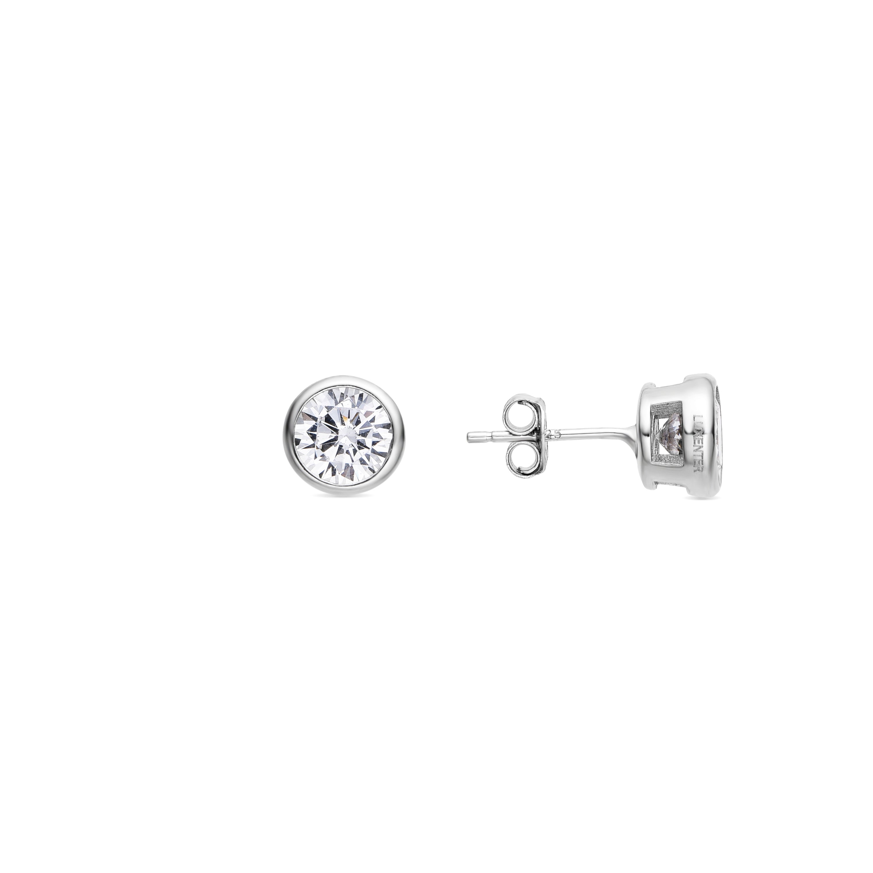 925 Sterling Silver Earrings with Brilliant Zirconia, Rhodium Finish - Basili