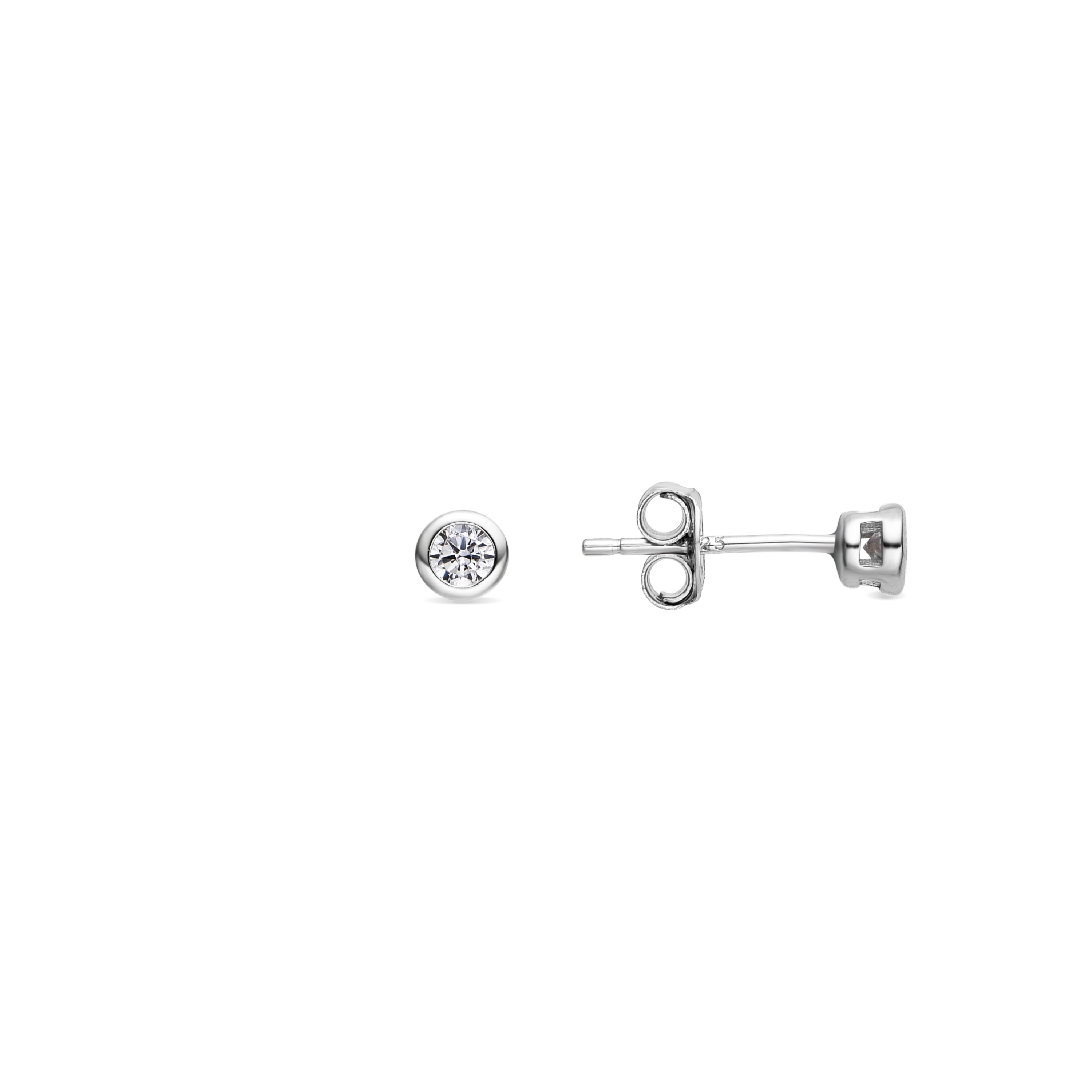 925 Sterling Silver Earrings with Brilliant Zirconia, Rhodium Finish - Basili