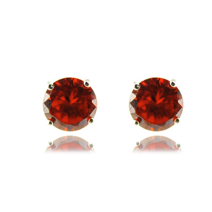 925 Sterling Silver Earrings with Ruby Zirconia and Rhodium Finish - Yedia