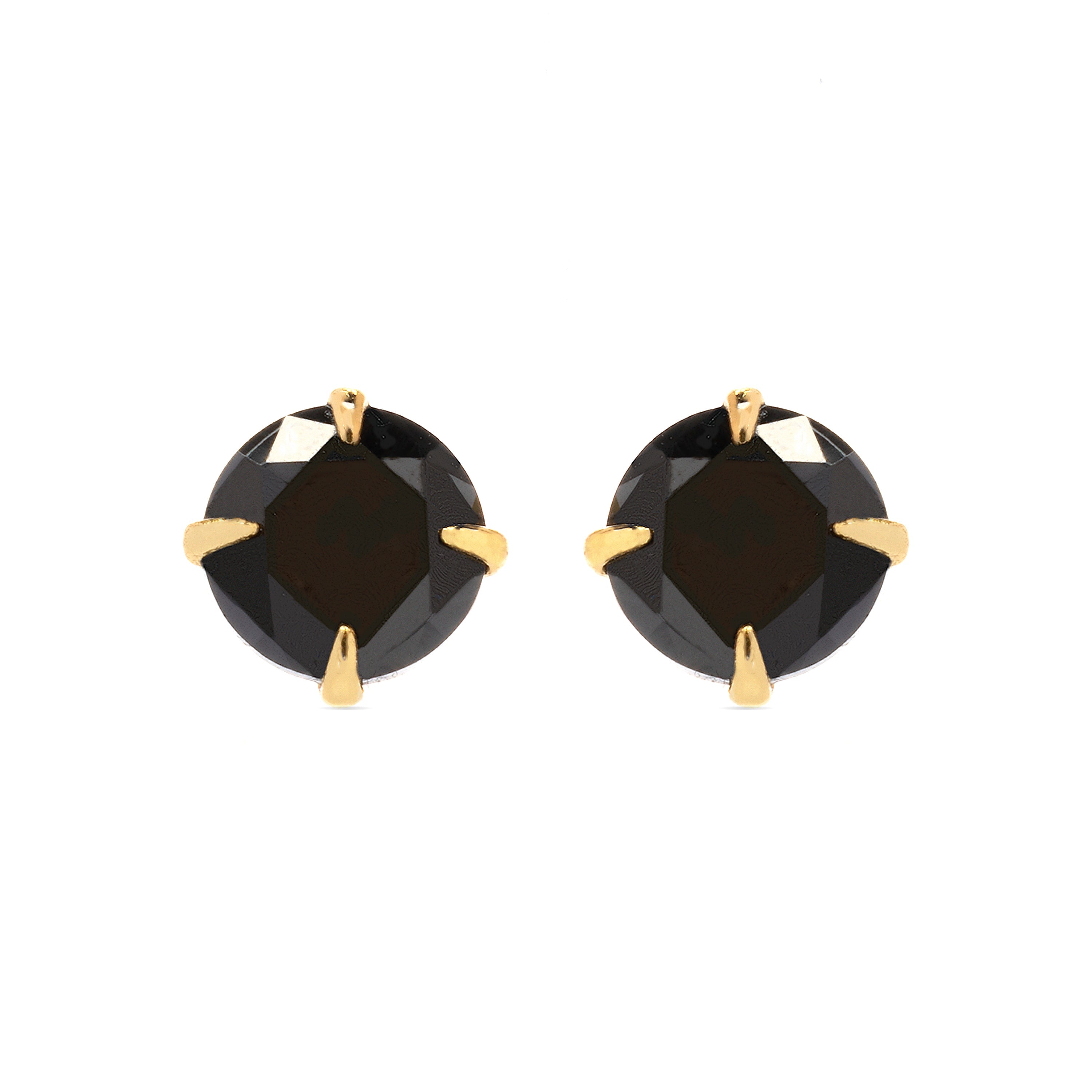 Pendientes de Plata de Ley 925 con Circonita Onix acabados en oro amarillo 18K - Otieno