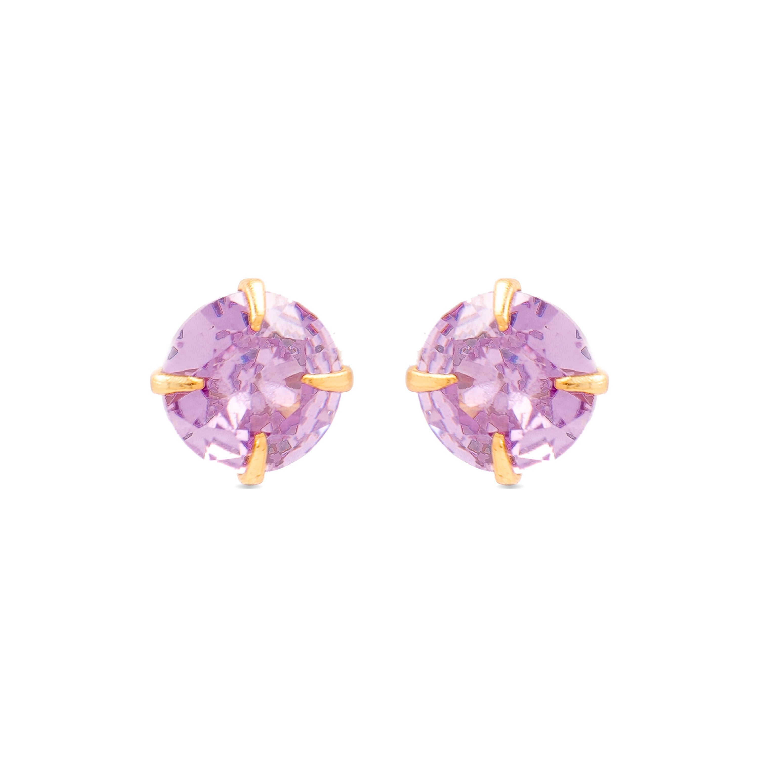 925 Sterling Silver Earrings with Amethyst Zirconia finished in 18K Yellow Gold - Otieno