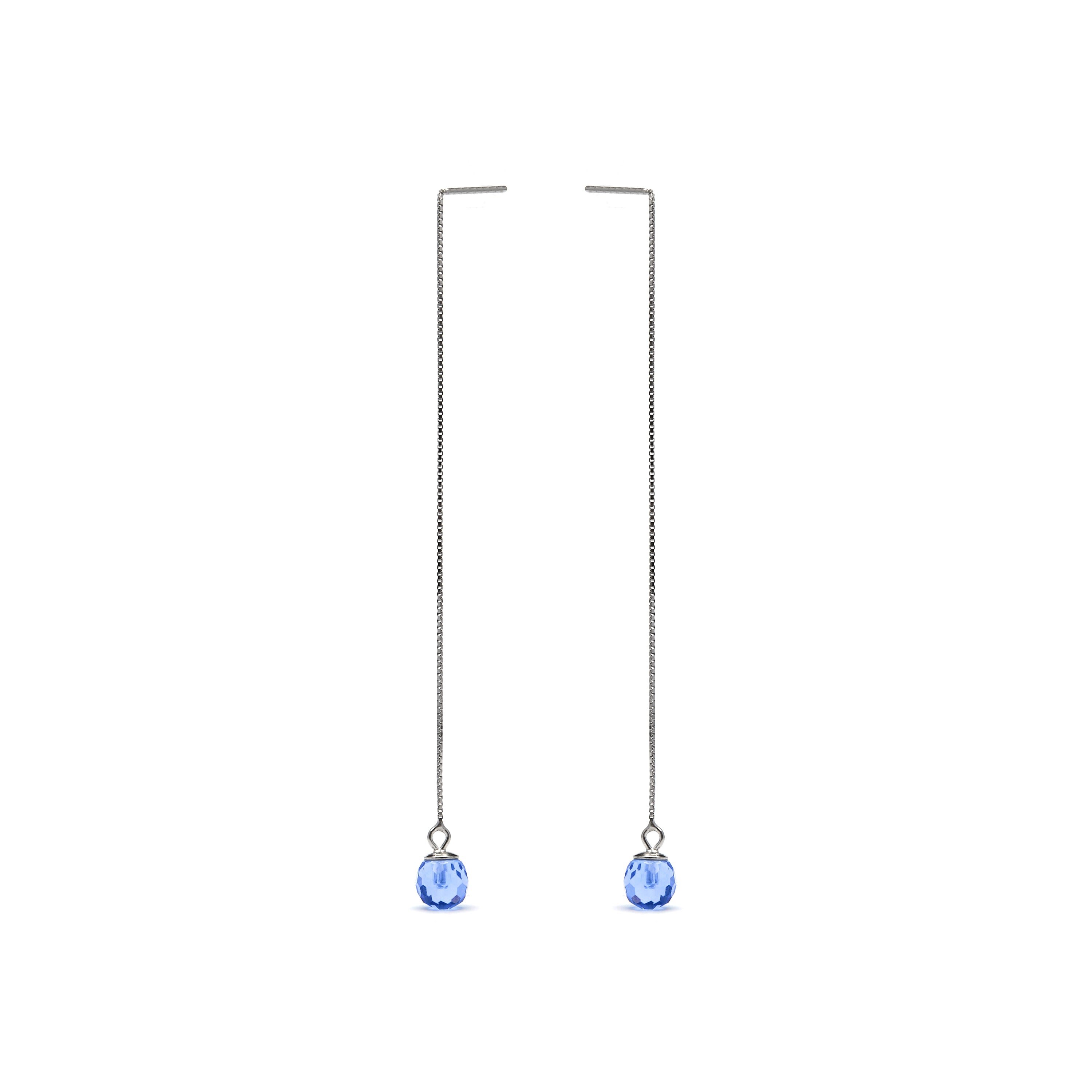 925 Sterling Silver Rhodium-Plated Hydrothermal Aqua Blue Quartz Earrings - Yedia