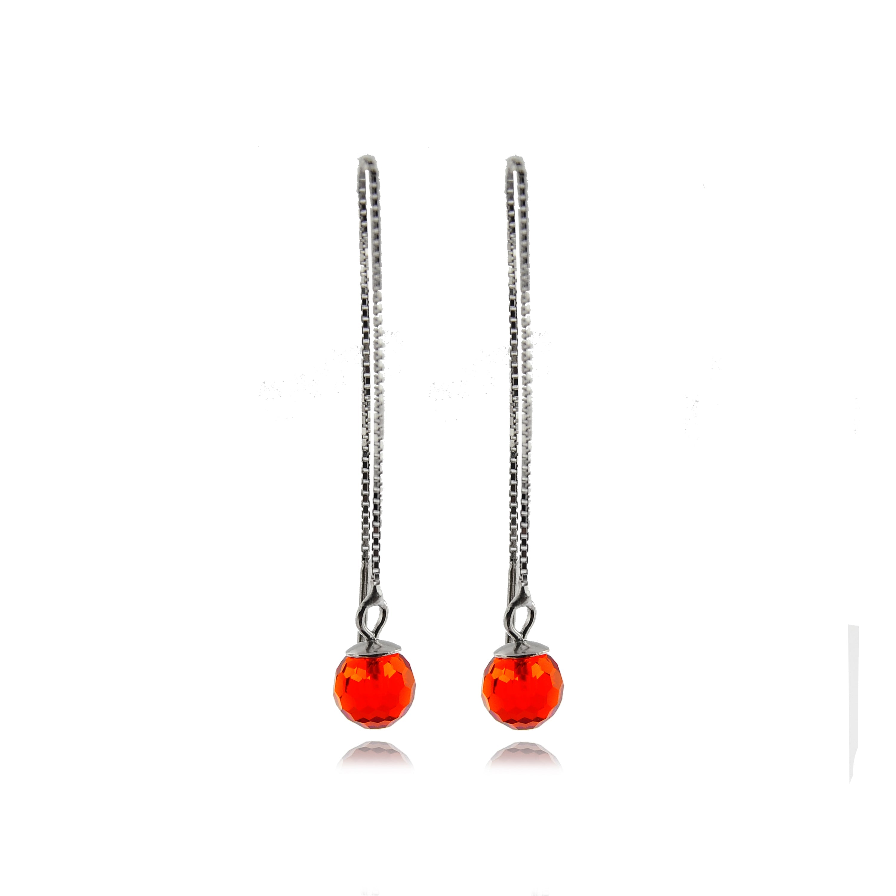 925 Sterling Silver Earrings with Orange Hydrothermal Quartz, Rhodium Finish - Yedia