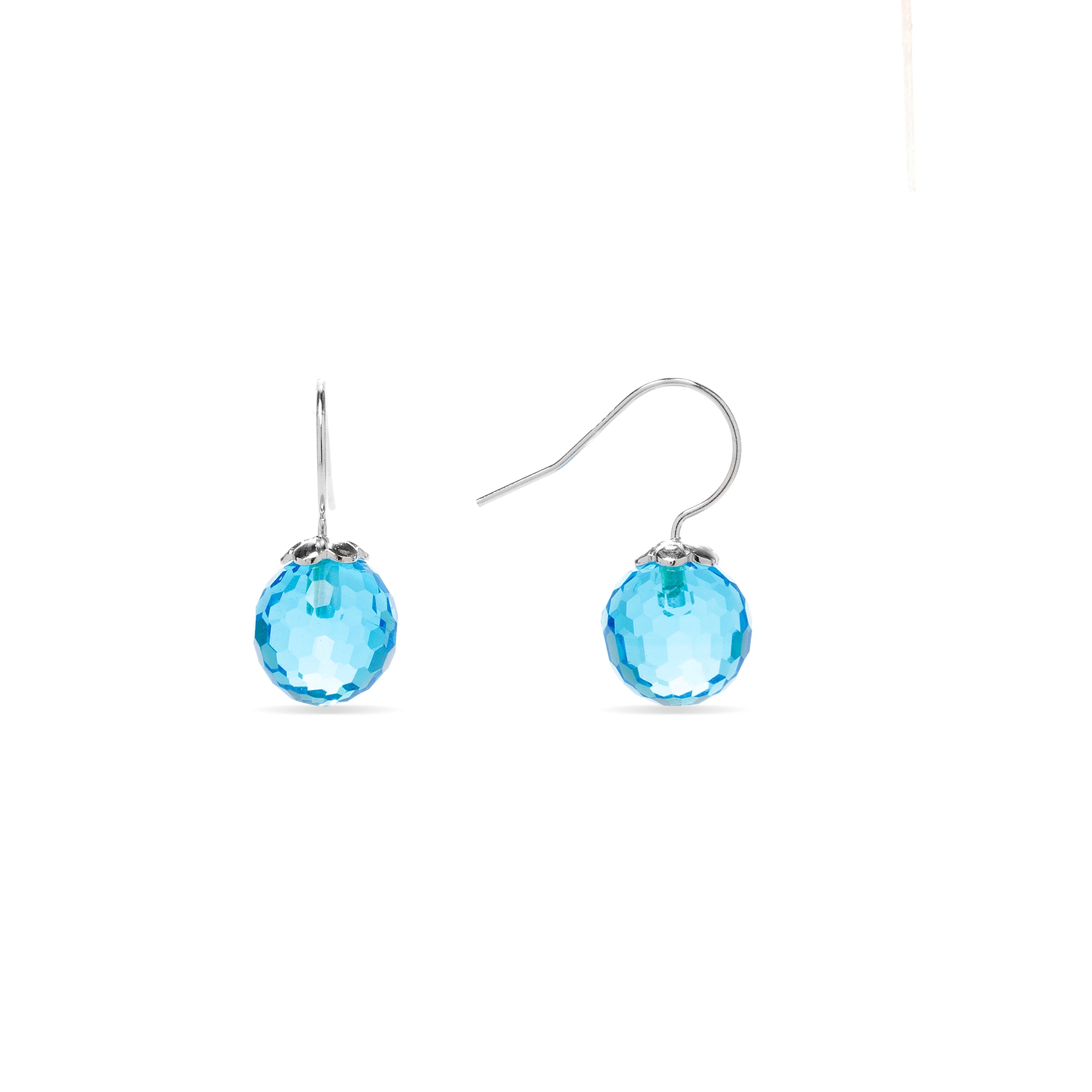 925 Sterling Silver Aqua Blue Hydrothermal Quartz Earrings with Rhodium Finish - Geel