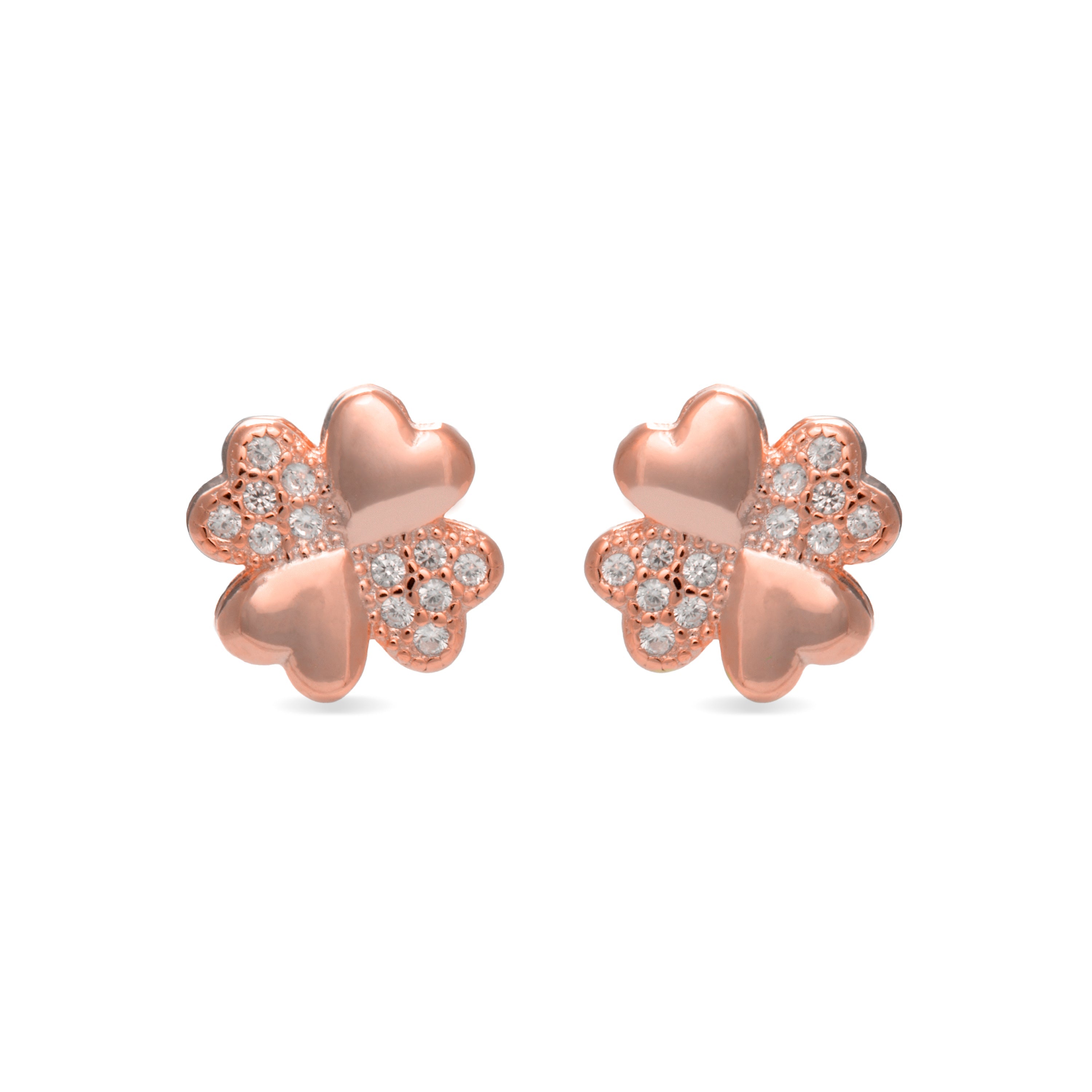 925 Sterling Silver Earrings with Brilliant Zirconia Finished in 18K Rose Gold - Hatua