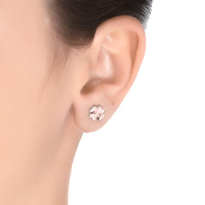 925 Sterling Silver Earrings with Brilliant Zirconia Finished in 18K Rose Gold - Hatua