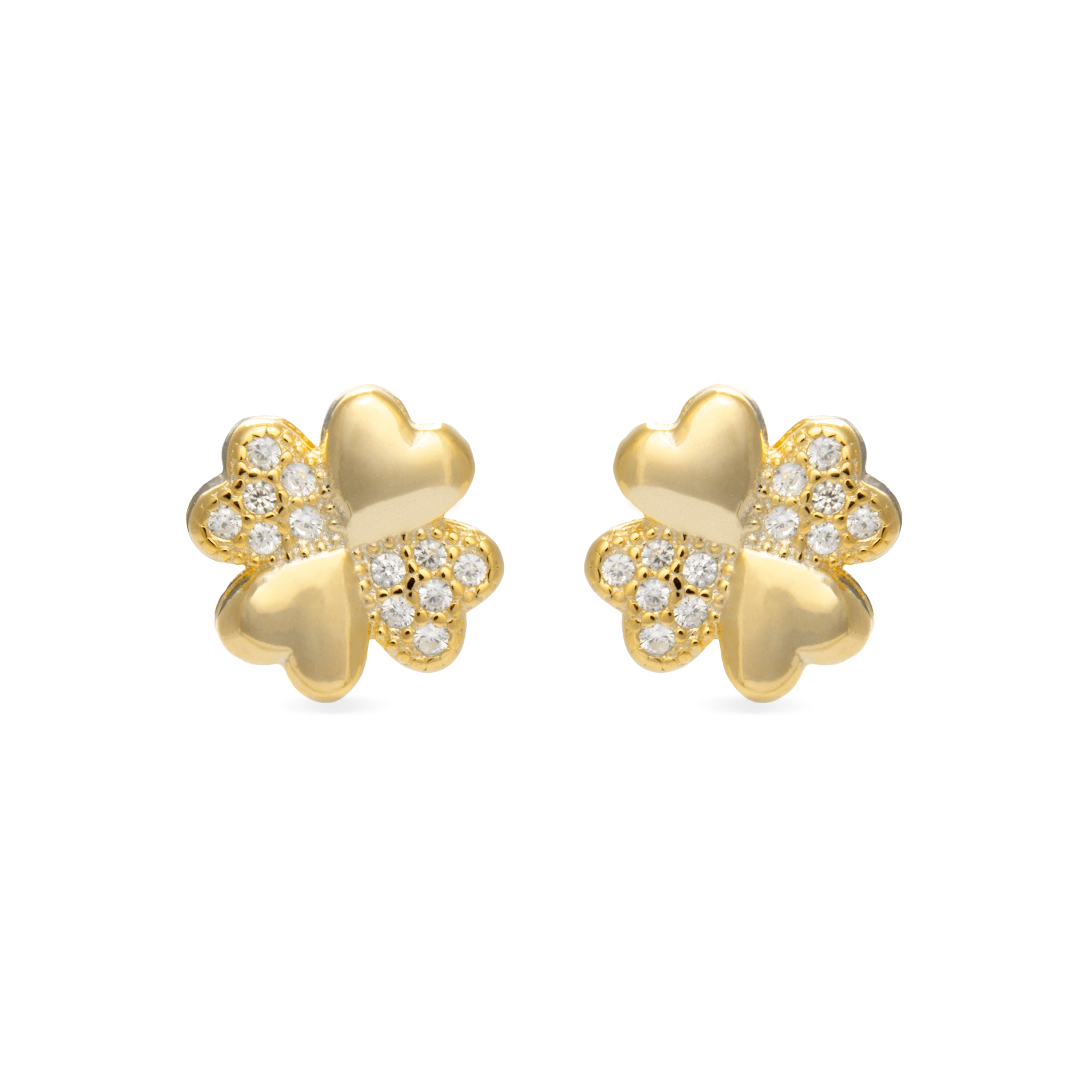 Pendientes de Plata de Ley 925 con Circonita Brillante acabados en oro amarillo 18K - Hatua