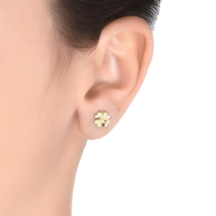 Pendientes de Plata de Ley 925 con Circonita Brillante acabados en oro amarillo 18K - Hatua