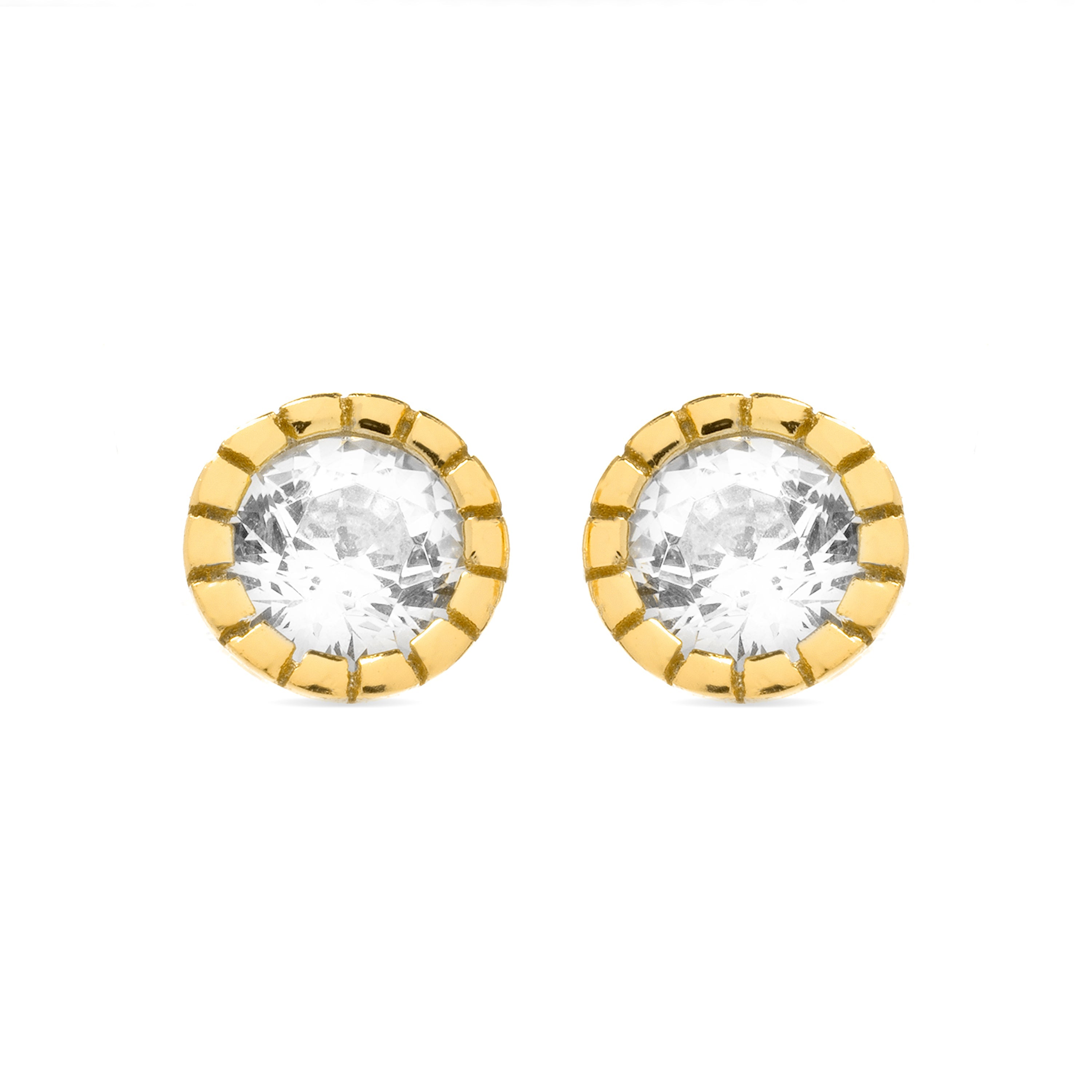 925 Sterling Silver Earrings with Brilliant Zirconia Finished in 18K Yellow Gold - Naadim