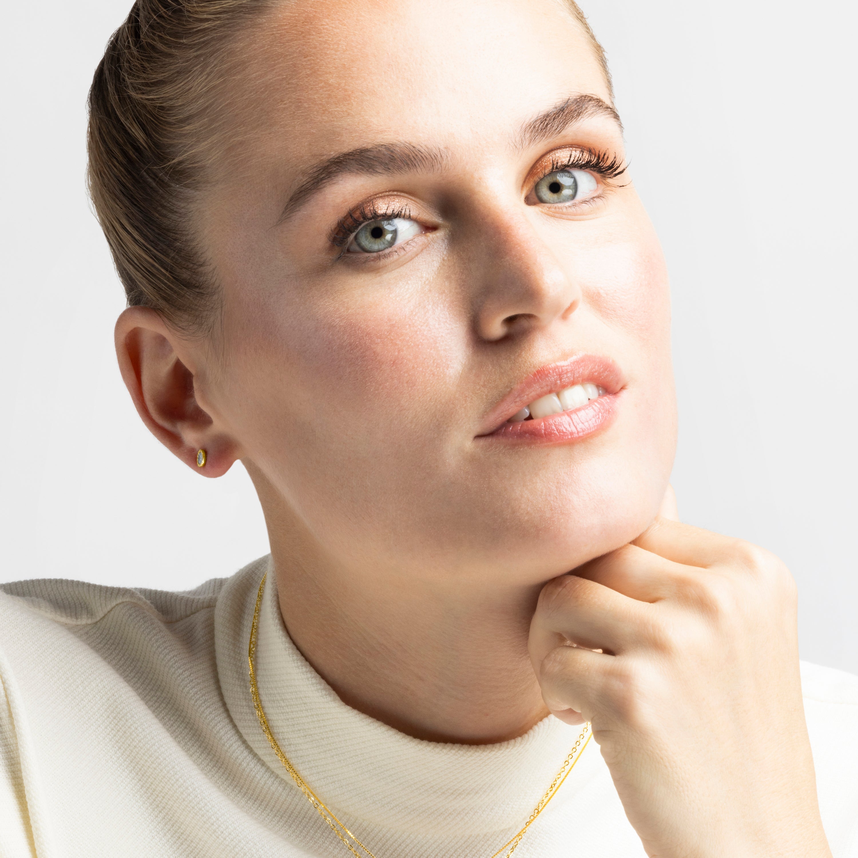 925 Sterling Silver Earrings with Brilliant Zirconia Finished in 18K Yellow Gold - Naadim