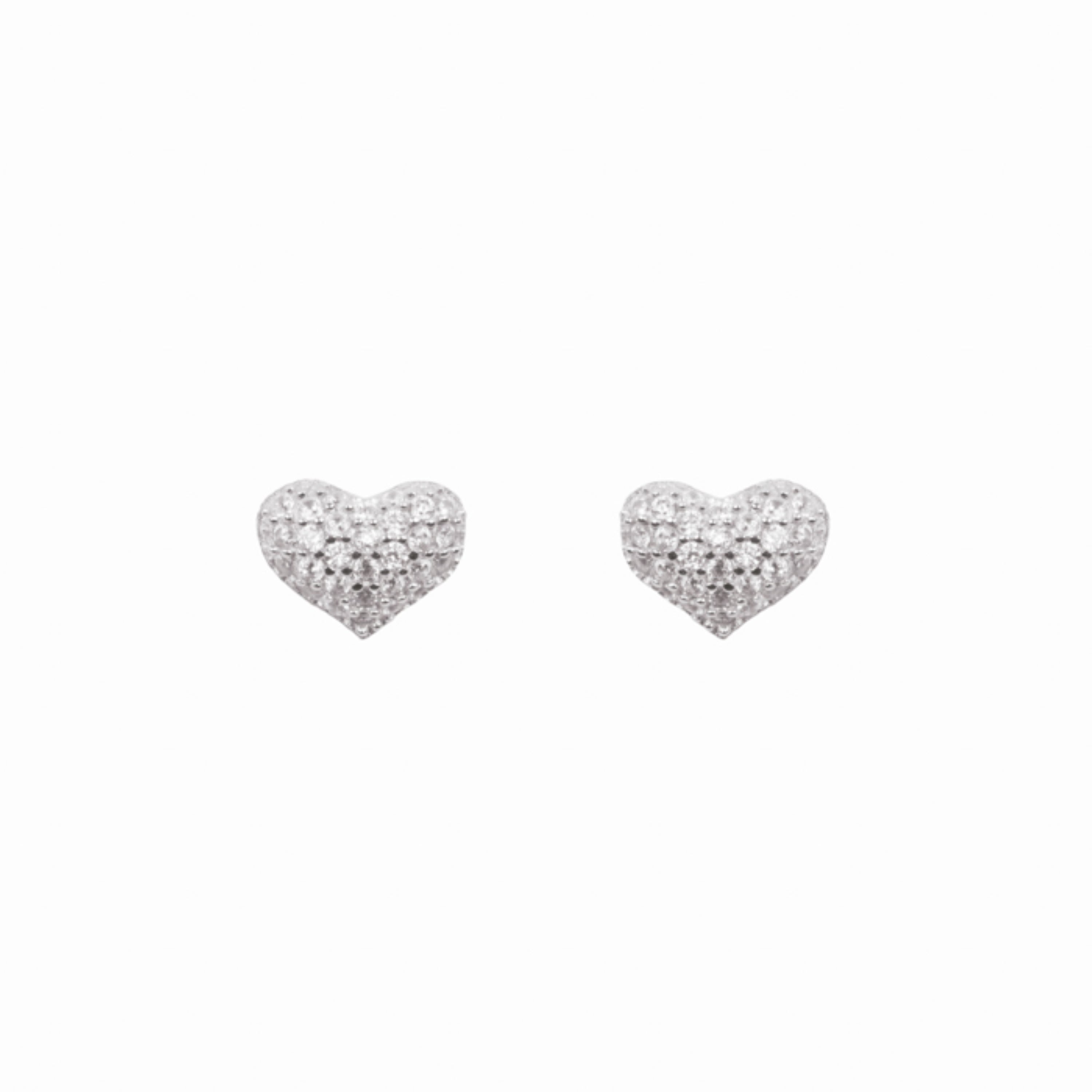 925 Sterling Silver Earrings with Rhodium-Plated Brilliant Zirconia - Love
