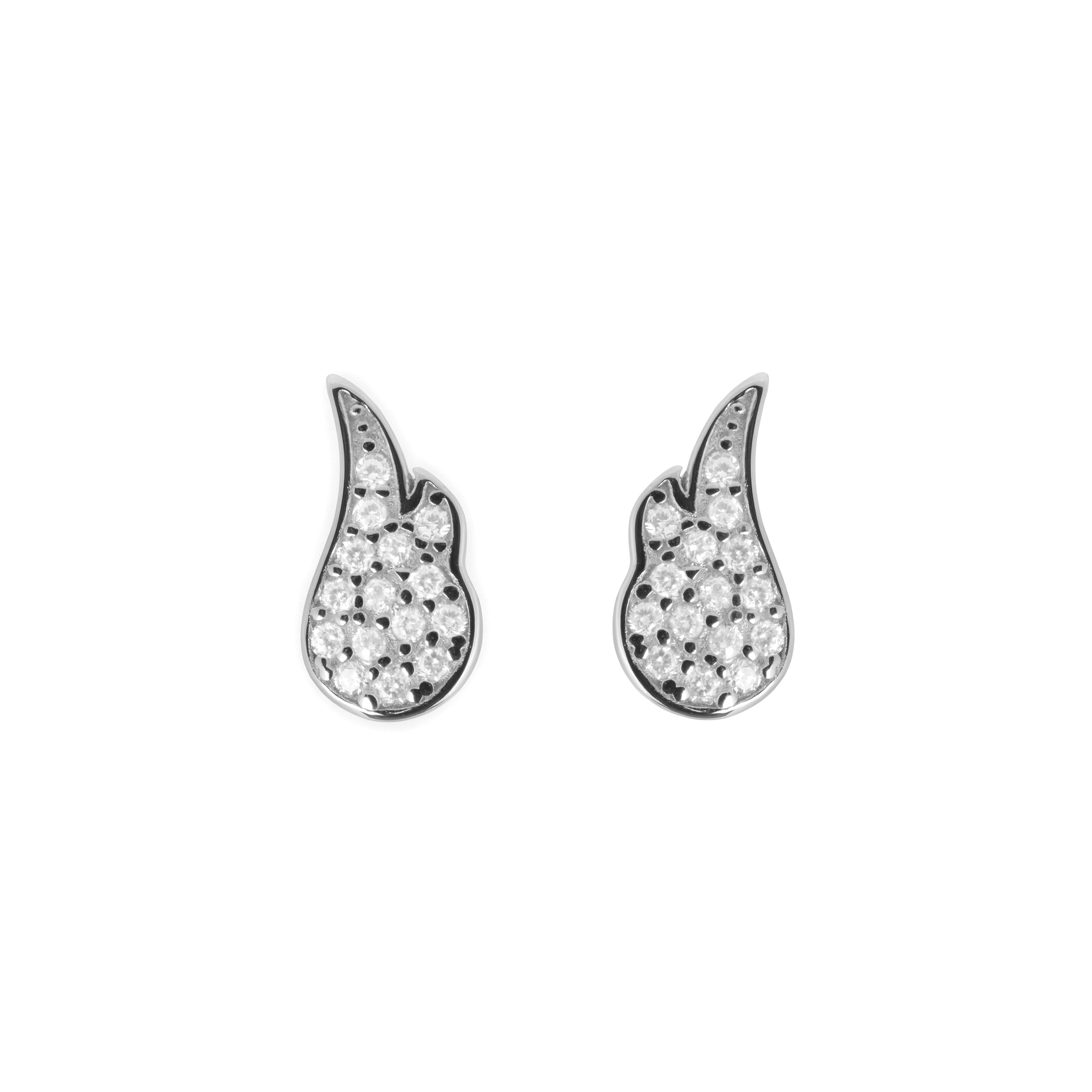 925 Sterling Silver Stud Earrings with Brilliant Zirconia, Rhodium Plated - Purity