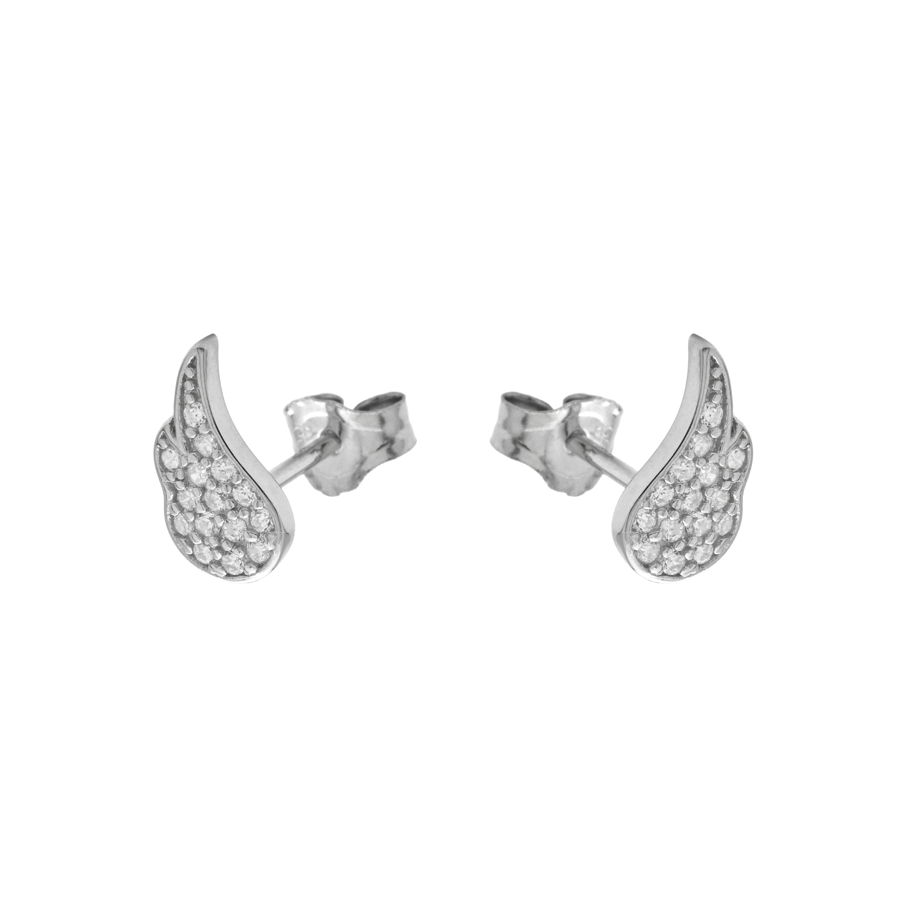 925 Sterling Silver Stud Earrings with Brilliant Zirconia, Rhodium Plated - Purity