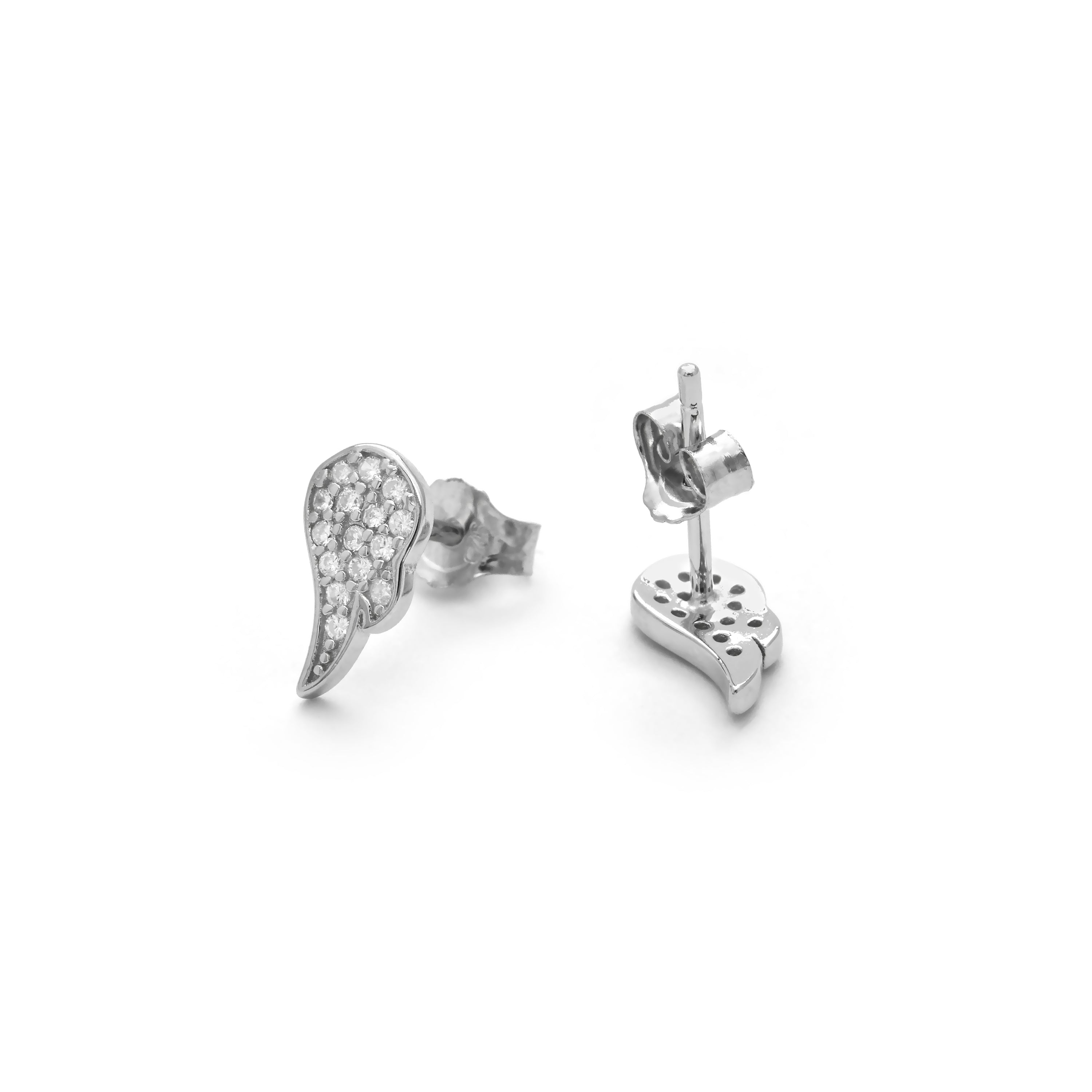 925 Sterling Silver Stud Earrings with Brilliant Zirconia, Rhodium Plated - Purity