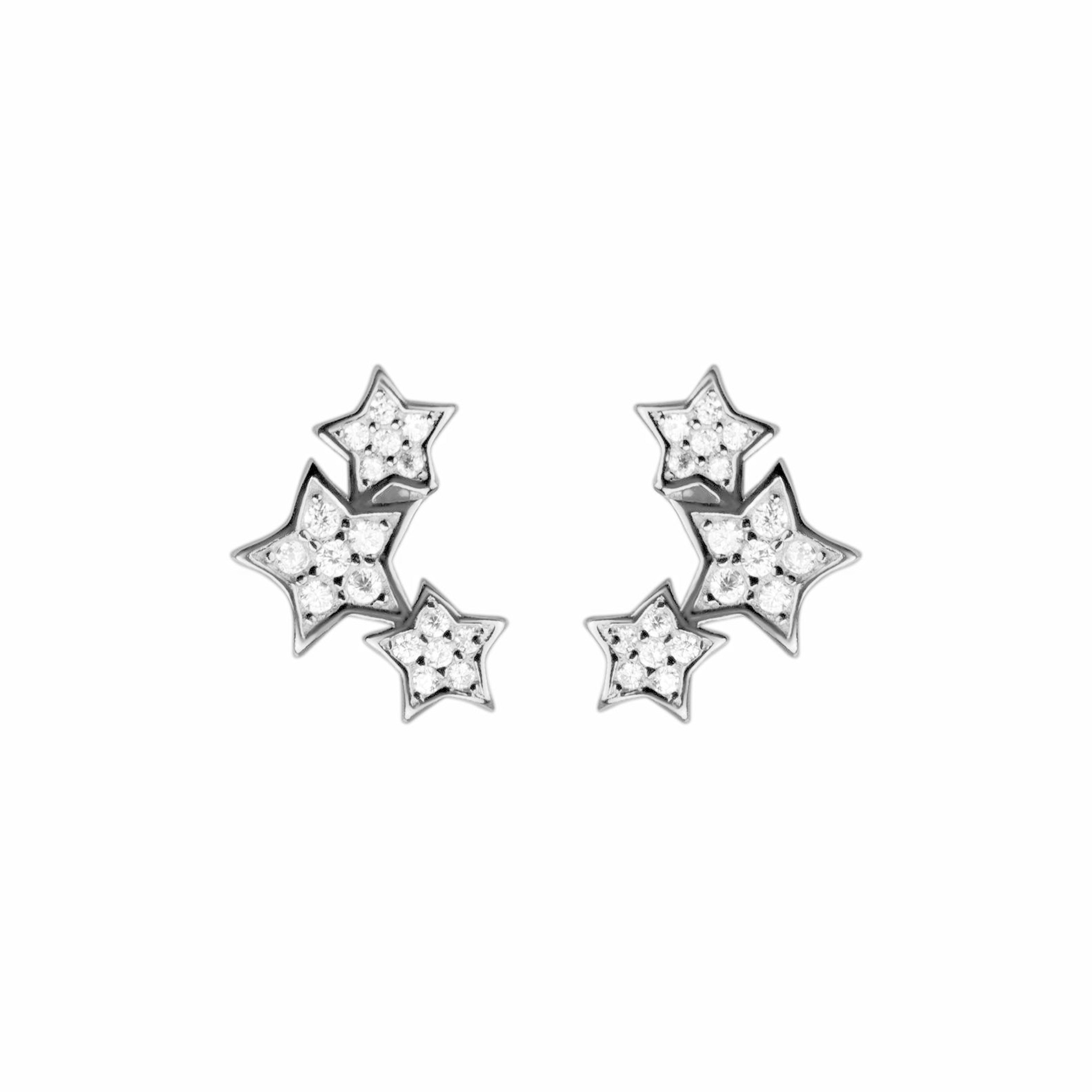 925 Sterling Silver Earrings with Brilliant Zirconia, Rhodium Finished - Family