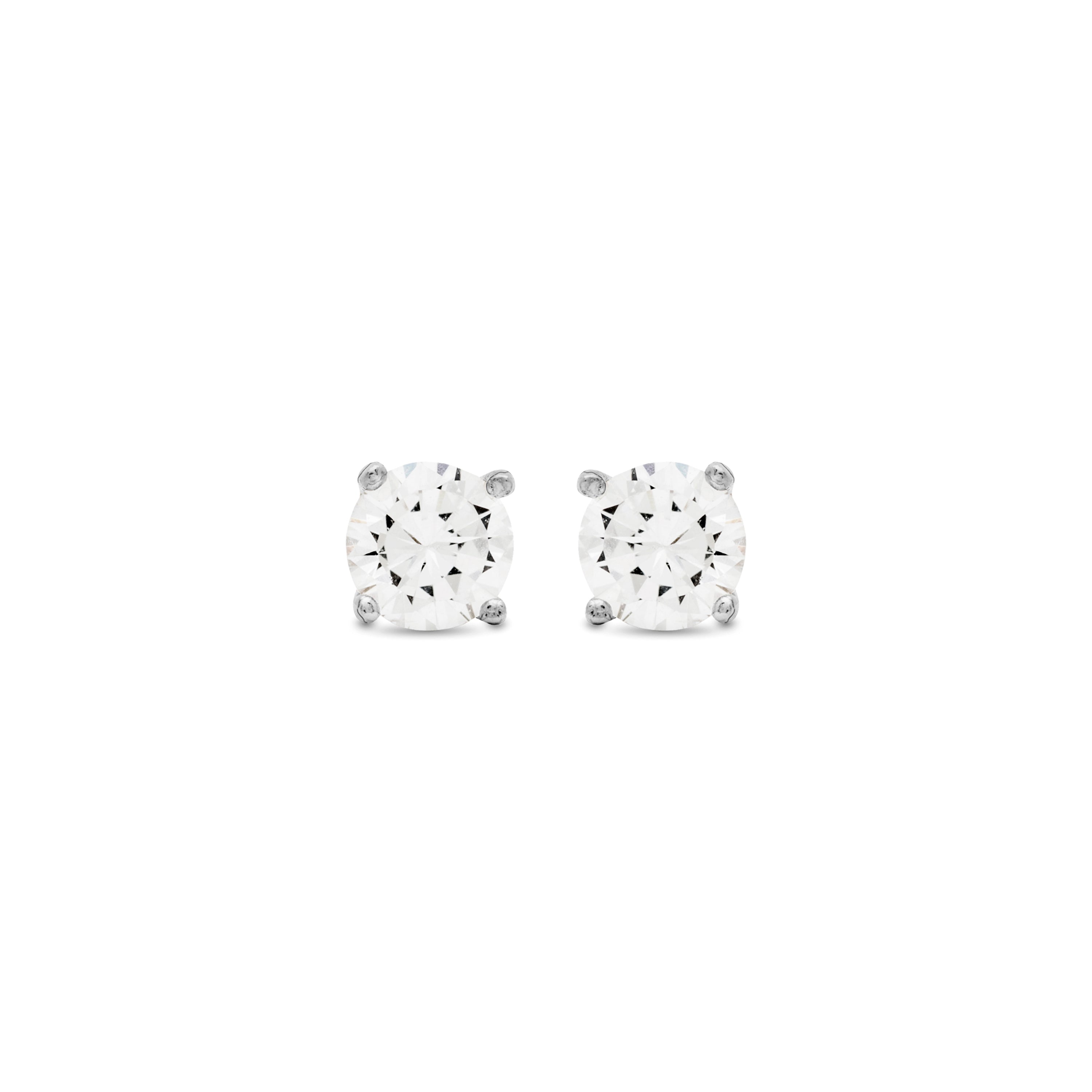925 Sterling Silver Earrings with Shiny Zirconia, Rhodium Finish - Basic