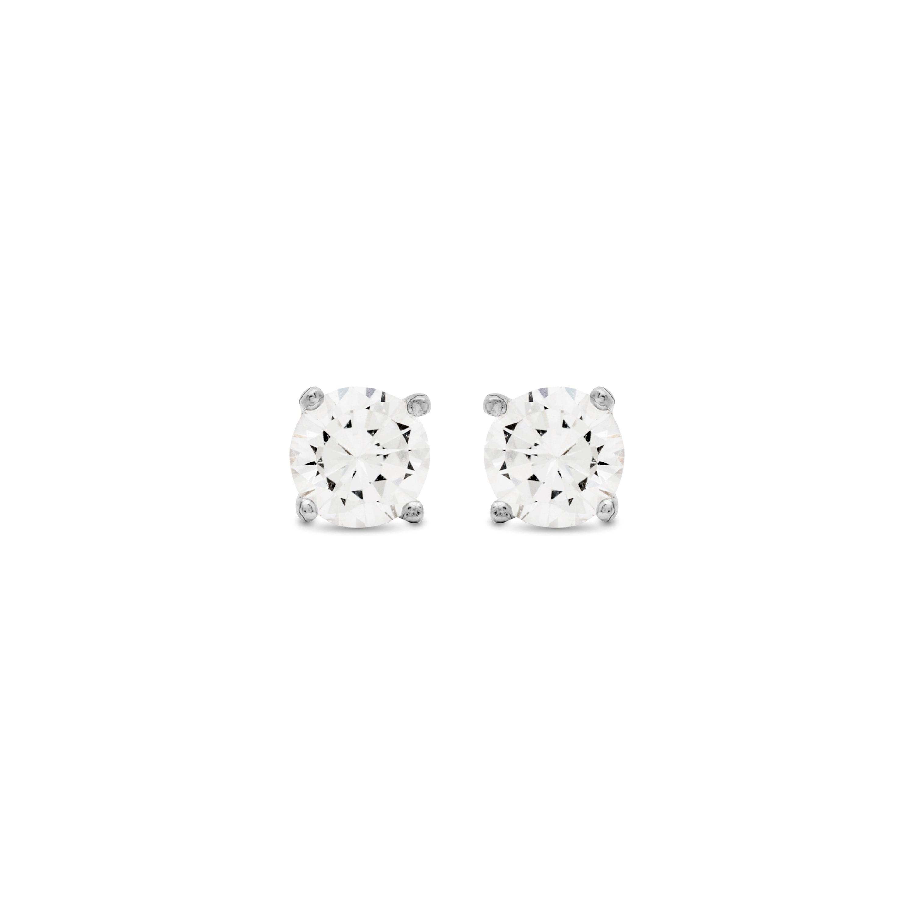 925 Sterling Silver Earrings with Rhodium-Plated Brilliant Zirconia - Basic