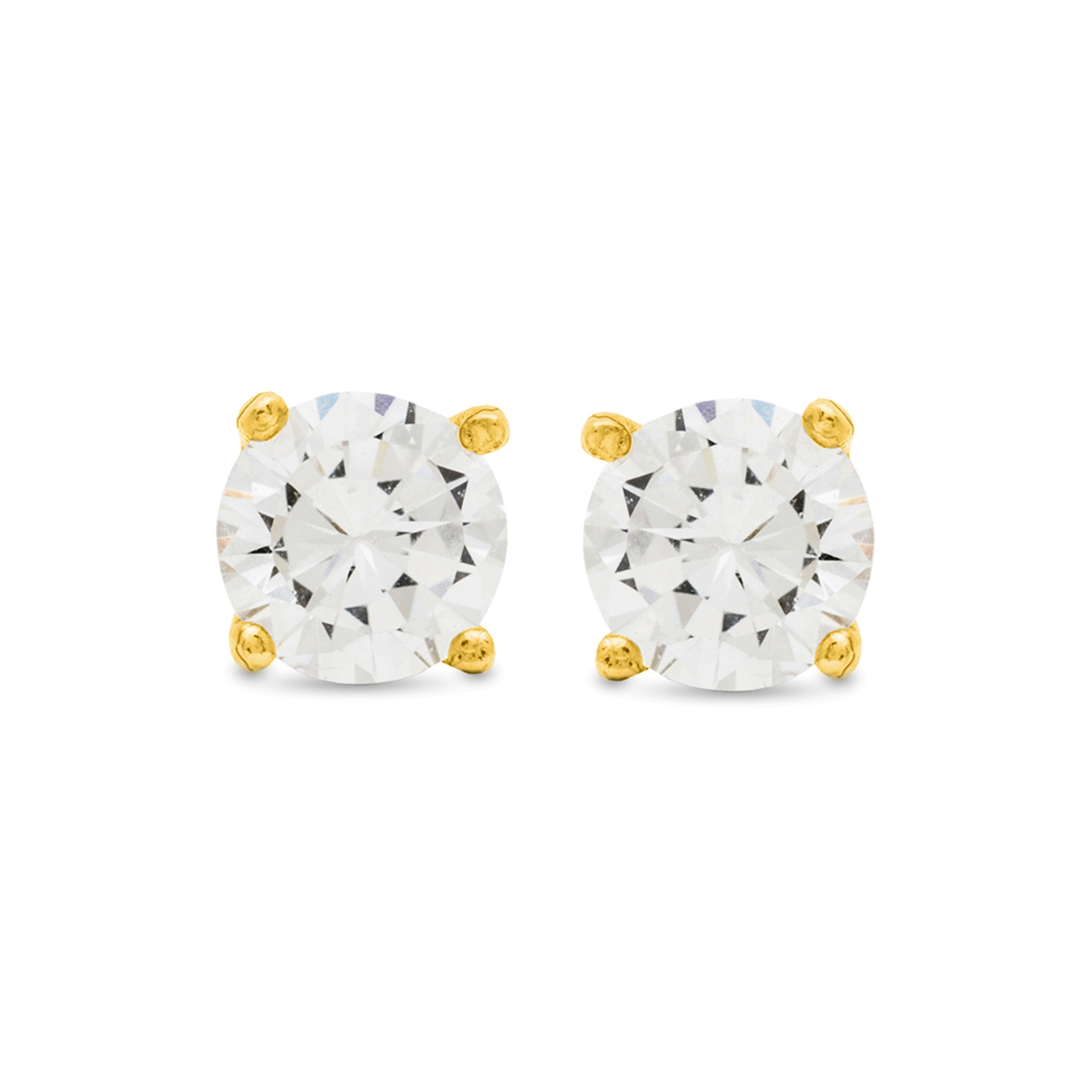 925 Sterling Silver Earrings with Brilliant Zirconia finished in 18K Yellow Gold - Basic