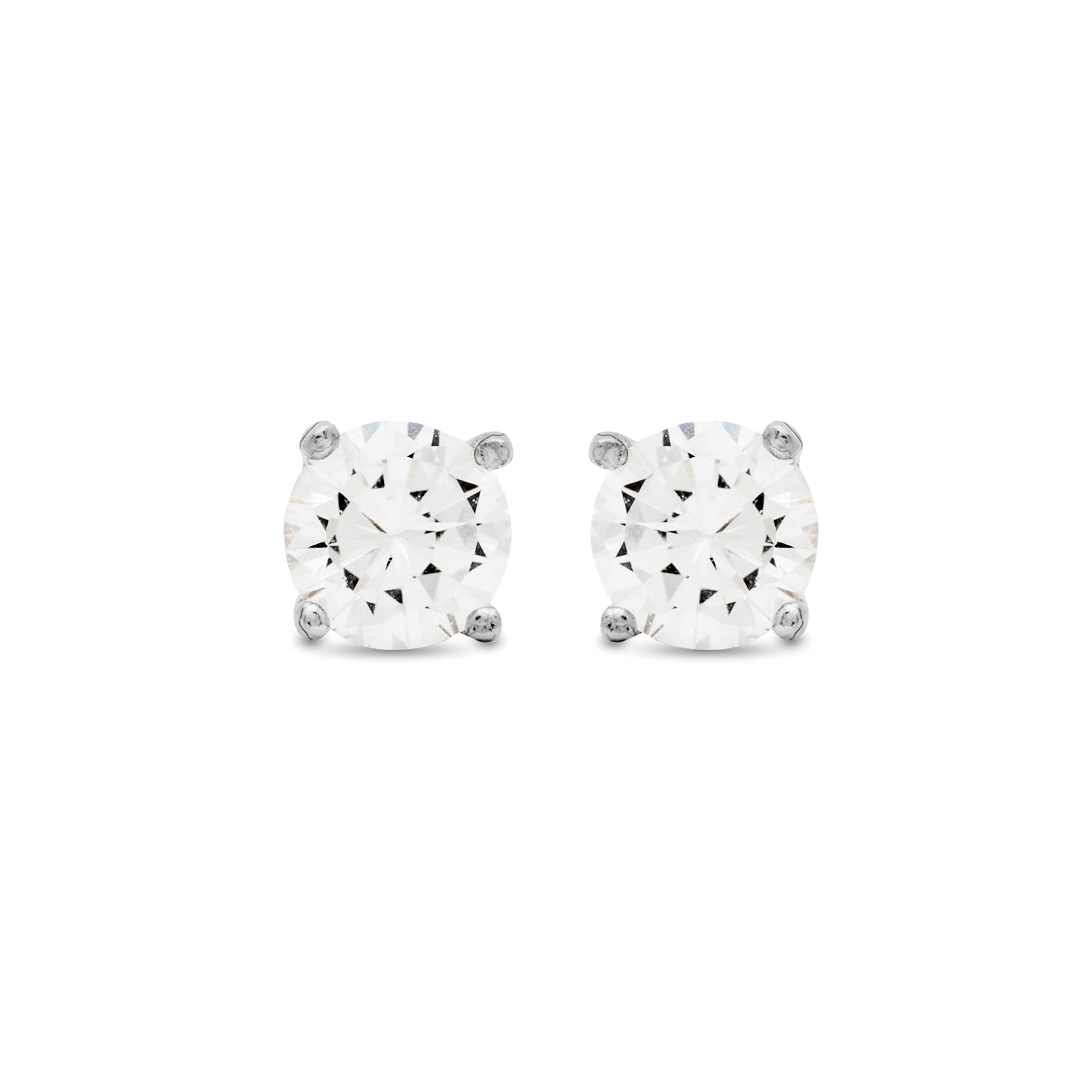 925 Sterling Silver Earrings with Rhodium-Plated Brilliant Zirconia - Basic