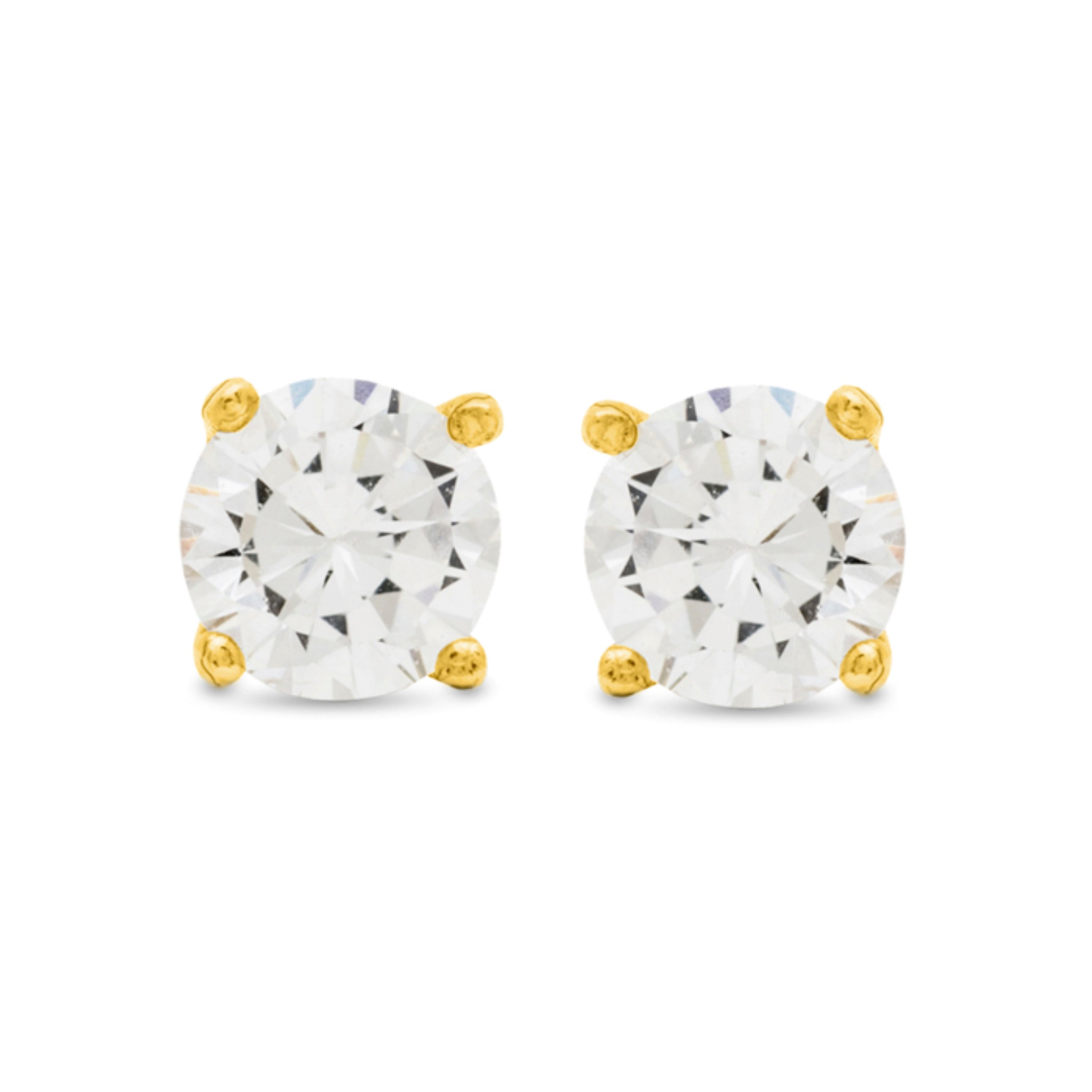 925 Sterling Silver Earrings with Brilliant Zirconia, 18k Gold Finish - Basic