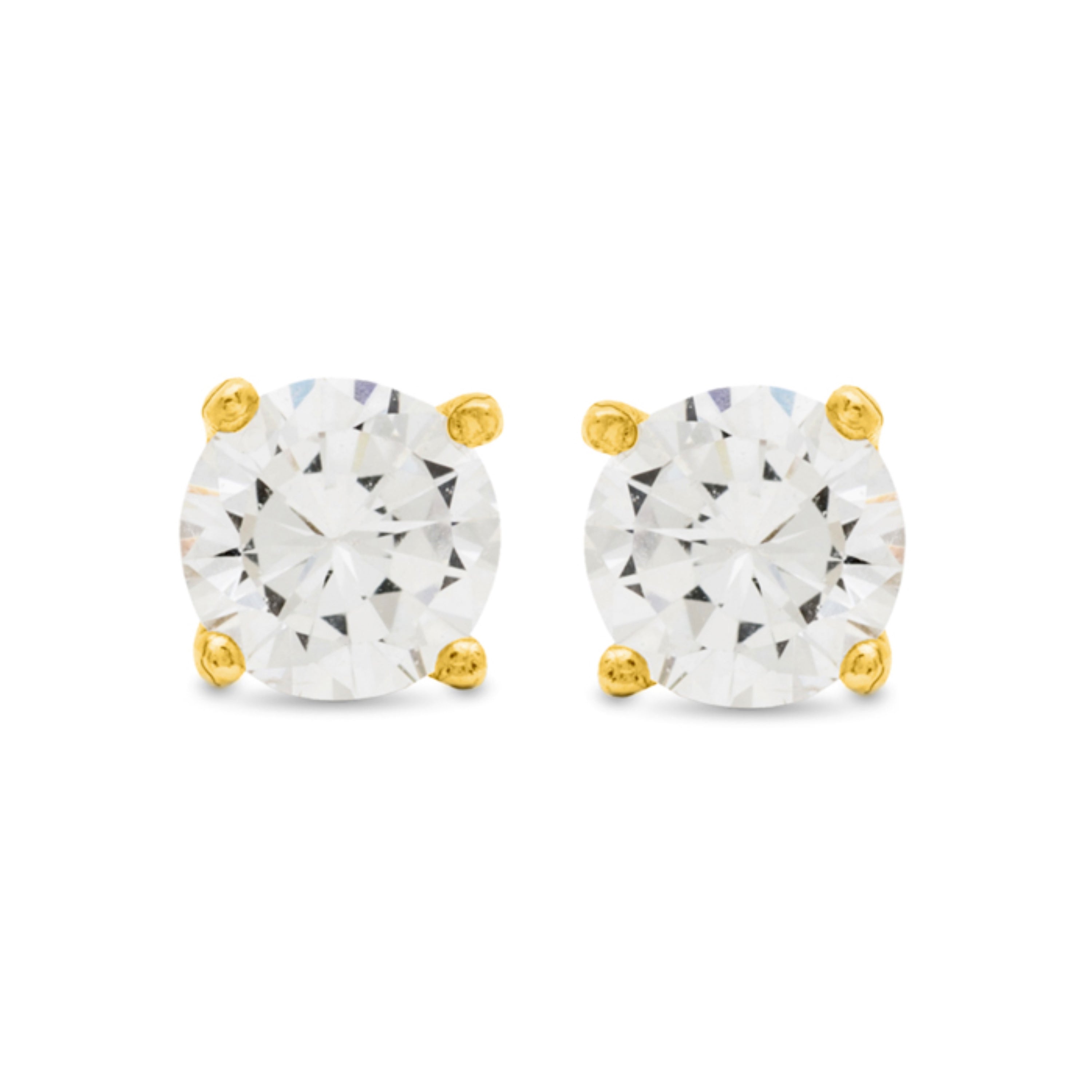 925 Sterling Silver Earrings with Brilliant Zirconia finished in 18K Yellow Gold - Basic