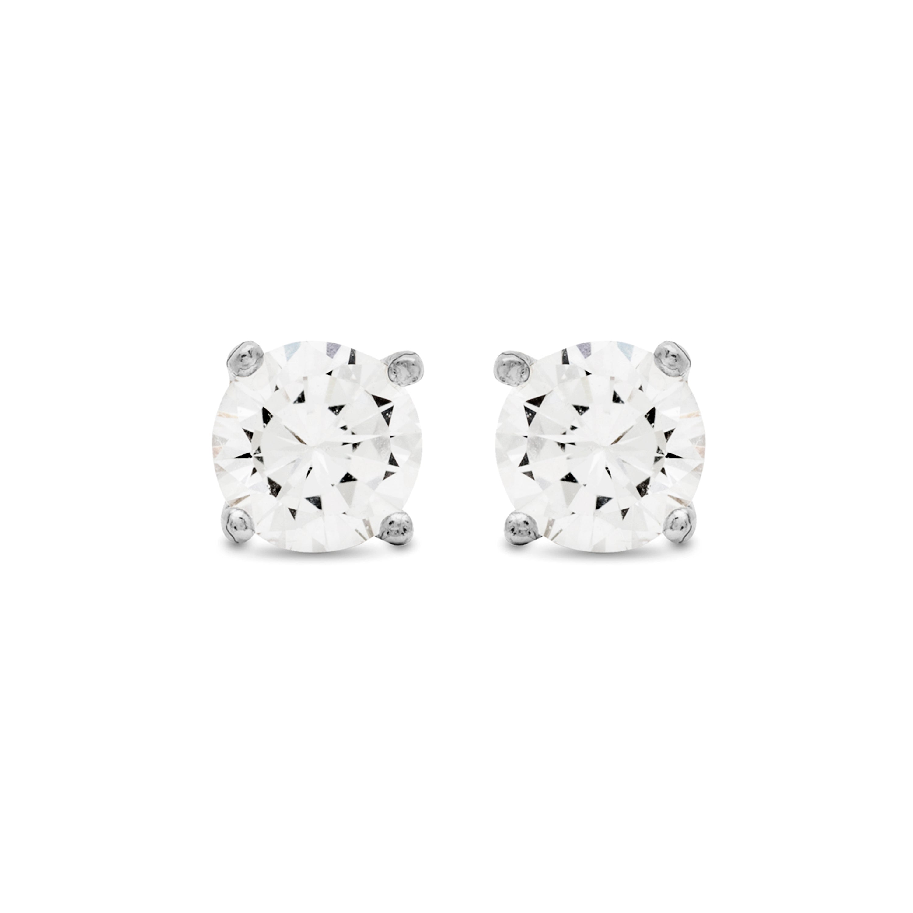 925 Sterling Silver Earrings with Rhodium-Plated Brilliant Zirconia - Basic