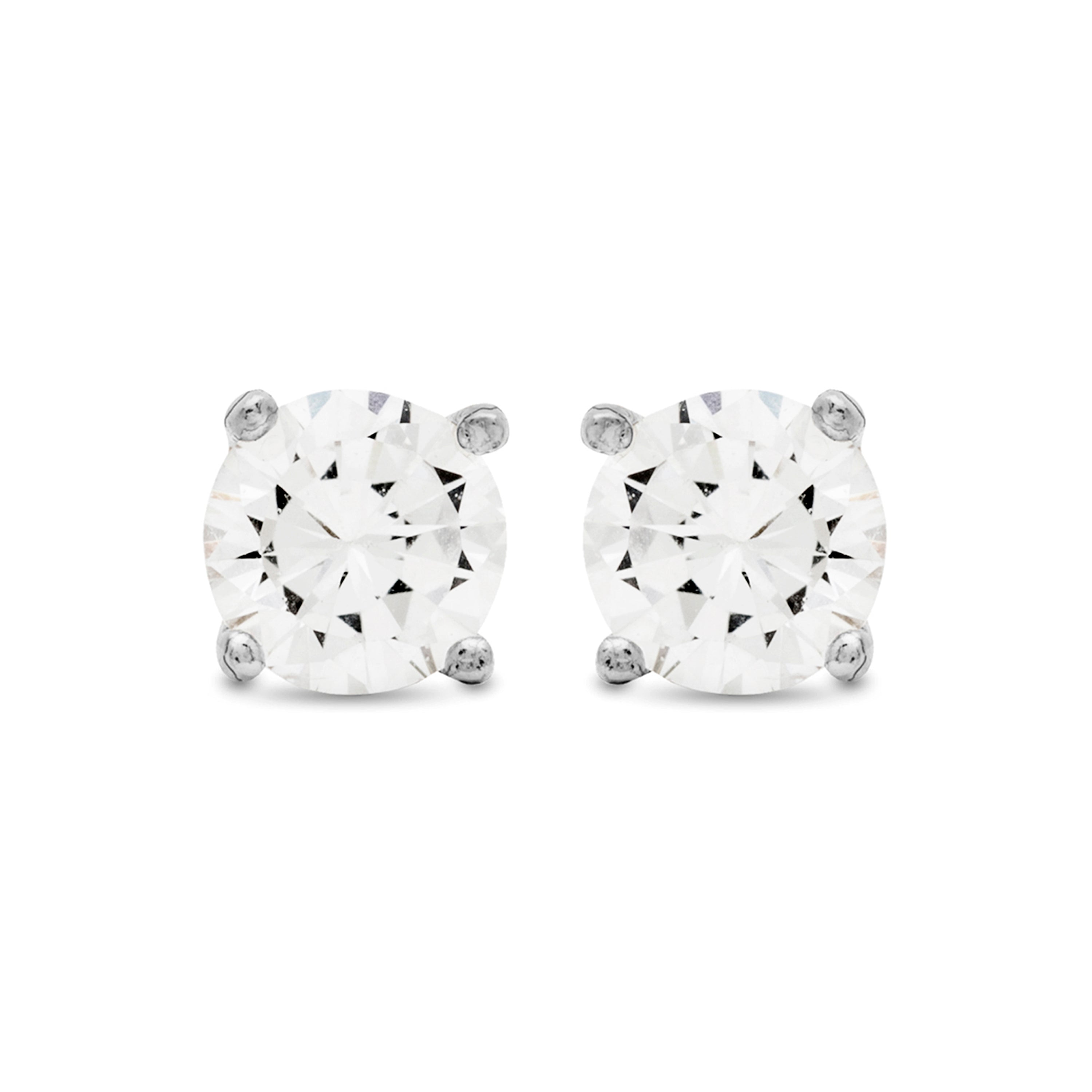 925 Sterling Silver Earrings with Shiny Zirconia, Rhodium Finish - Basic