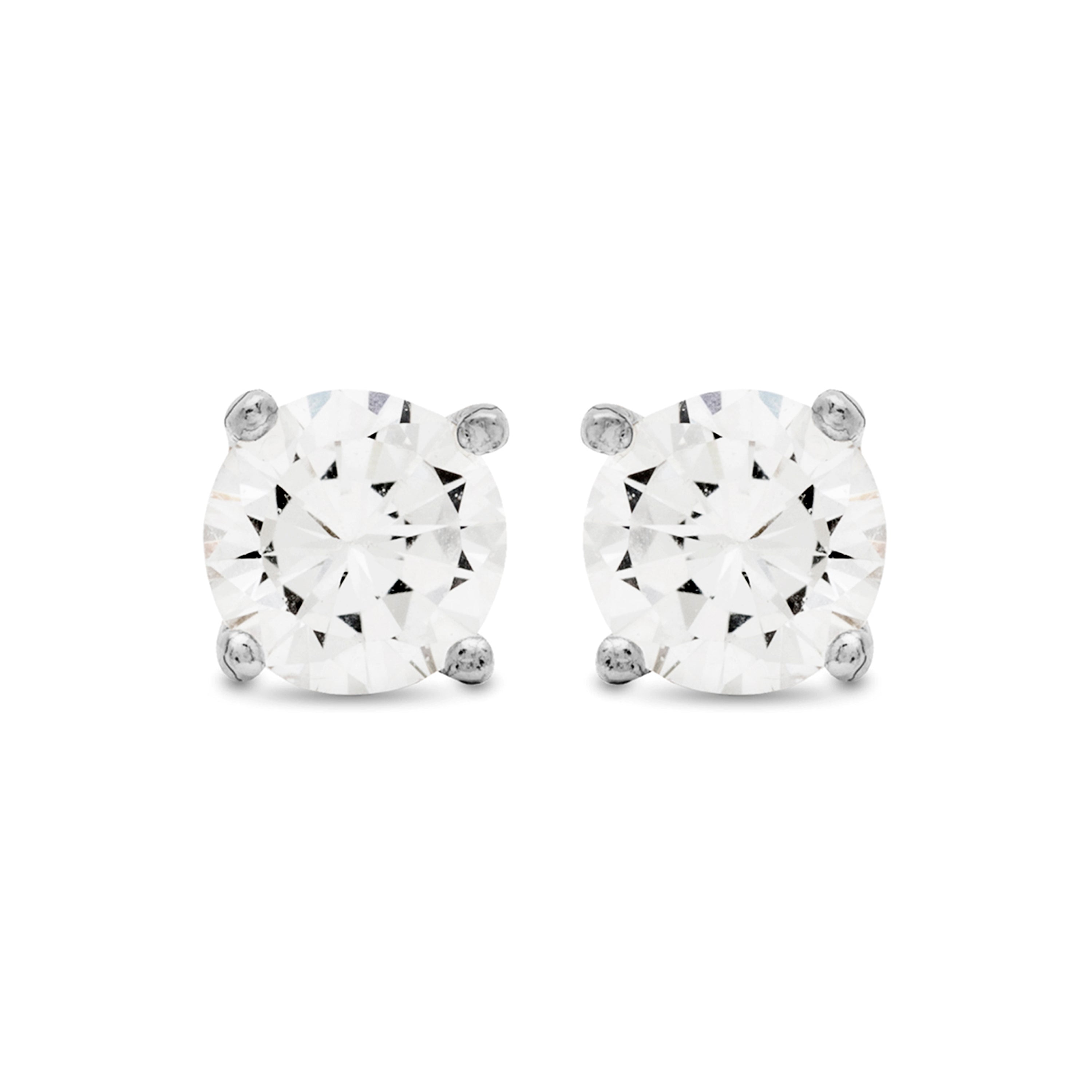 925 Sterling Silver Earrings with Rhodium-Plated Brilliant Zirconia - Basic