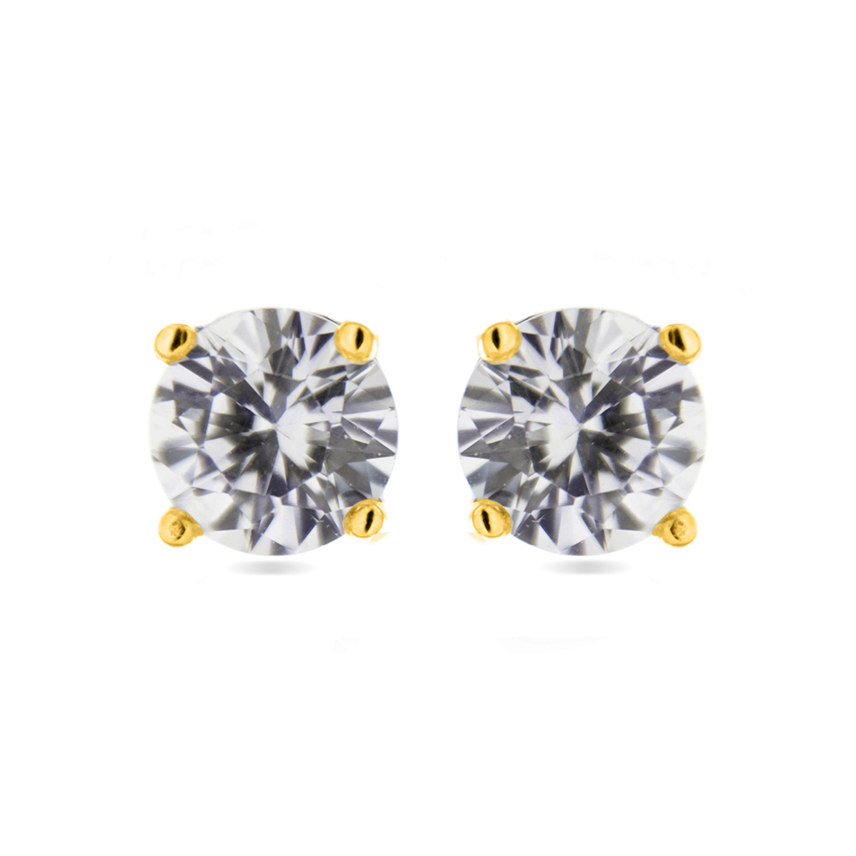 925 Sterling Silver Earrings with Brilliant Zirconia finished in 18K Yellow Gold - Basic