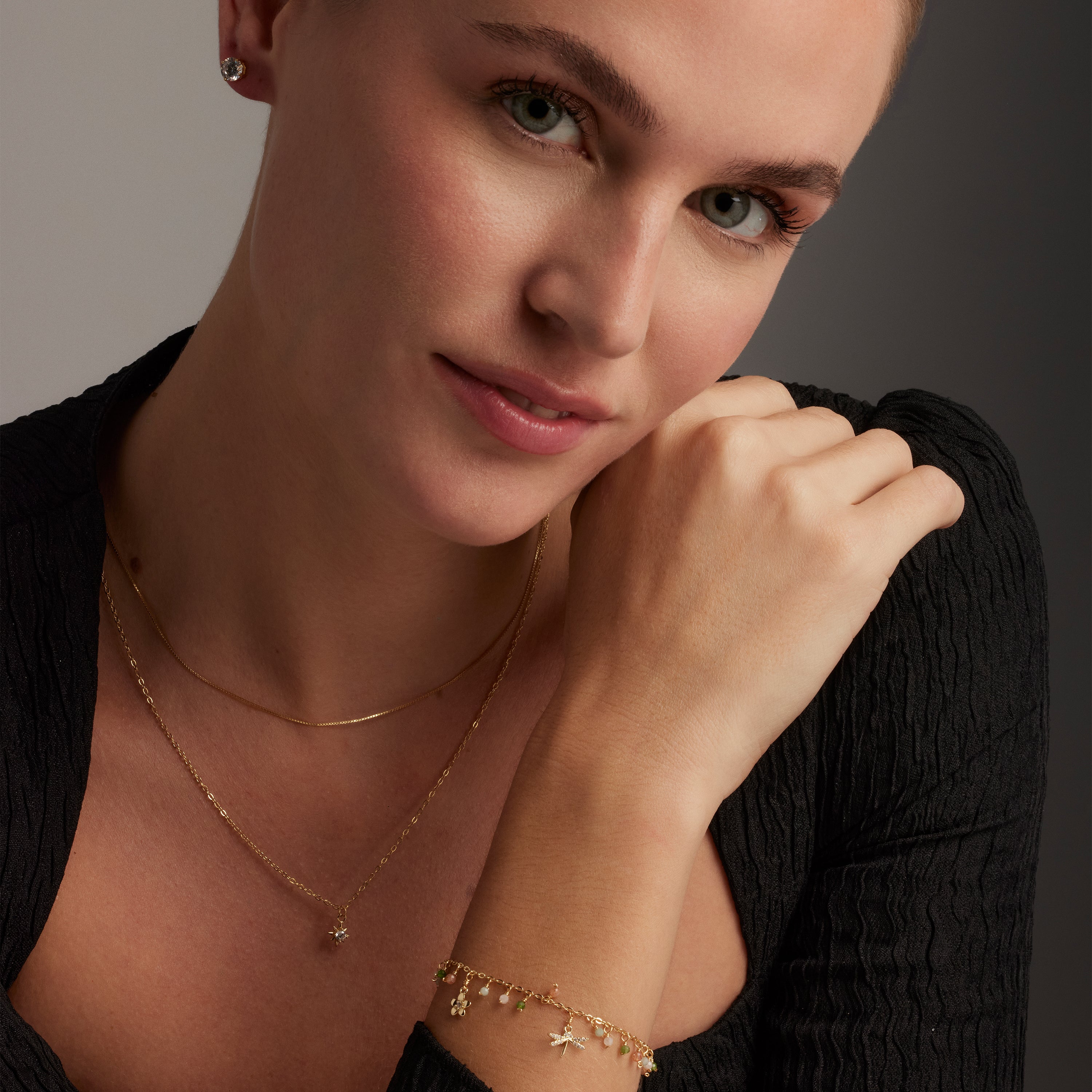 925 Sterling Silver Earrings with Brilliant Zirconia finished in 18K Yellow Gold - Basic