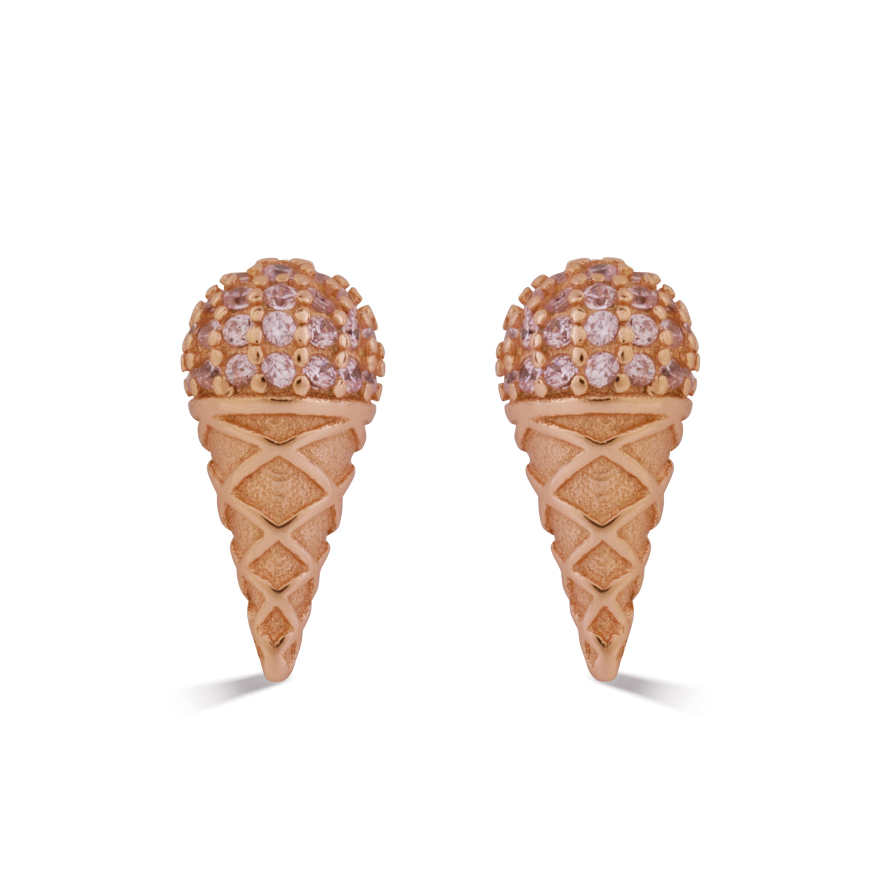 Pendientes de Plata de Ley 925 con Circonita Turmalina Rosa acabados en oro rosa 18K - Helado