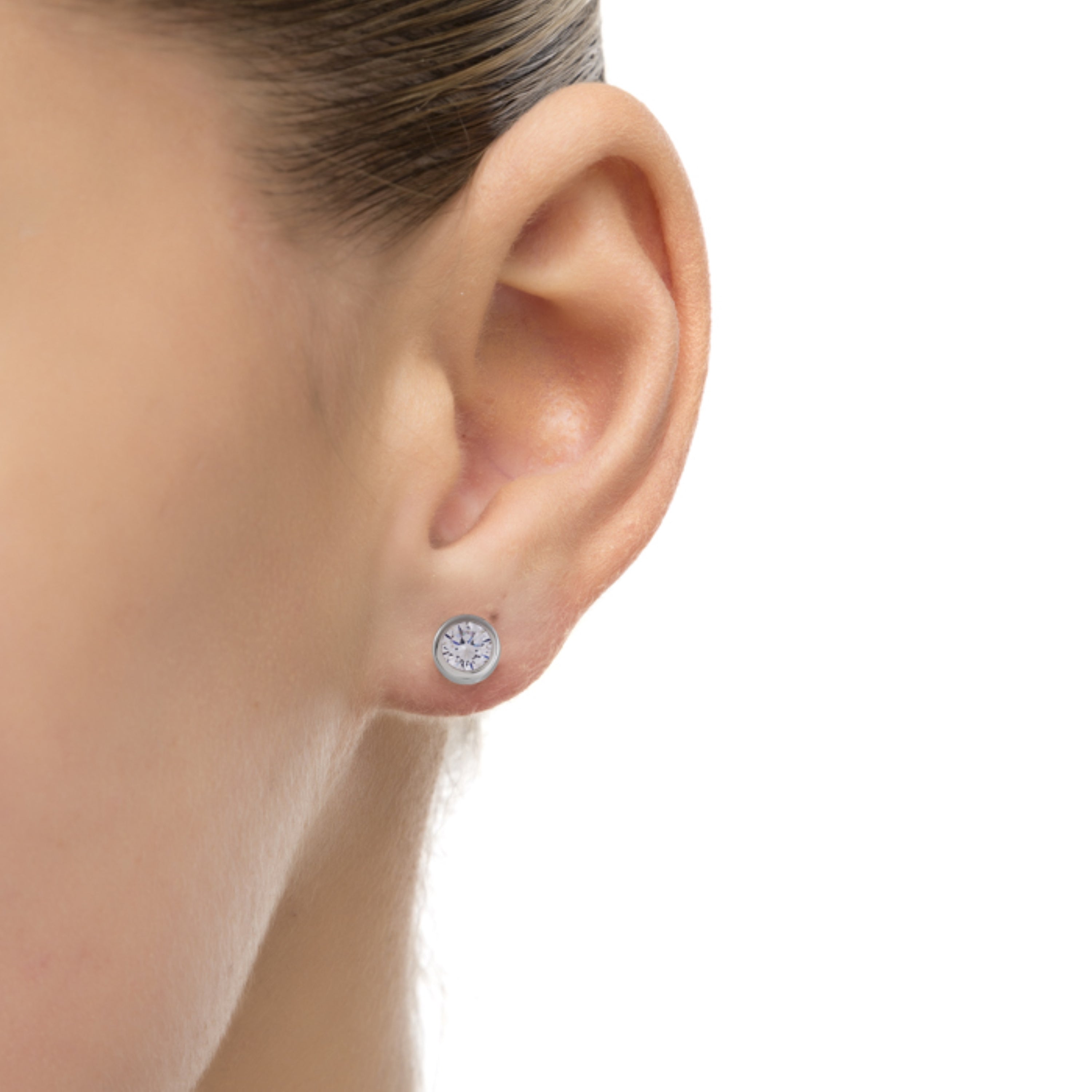 925 Sterling Silver Earrings with Rhodium-Plated Brilliant Zirconia - Imrak