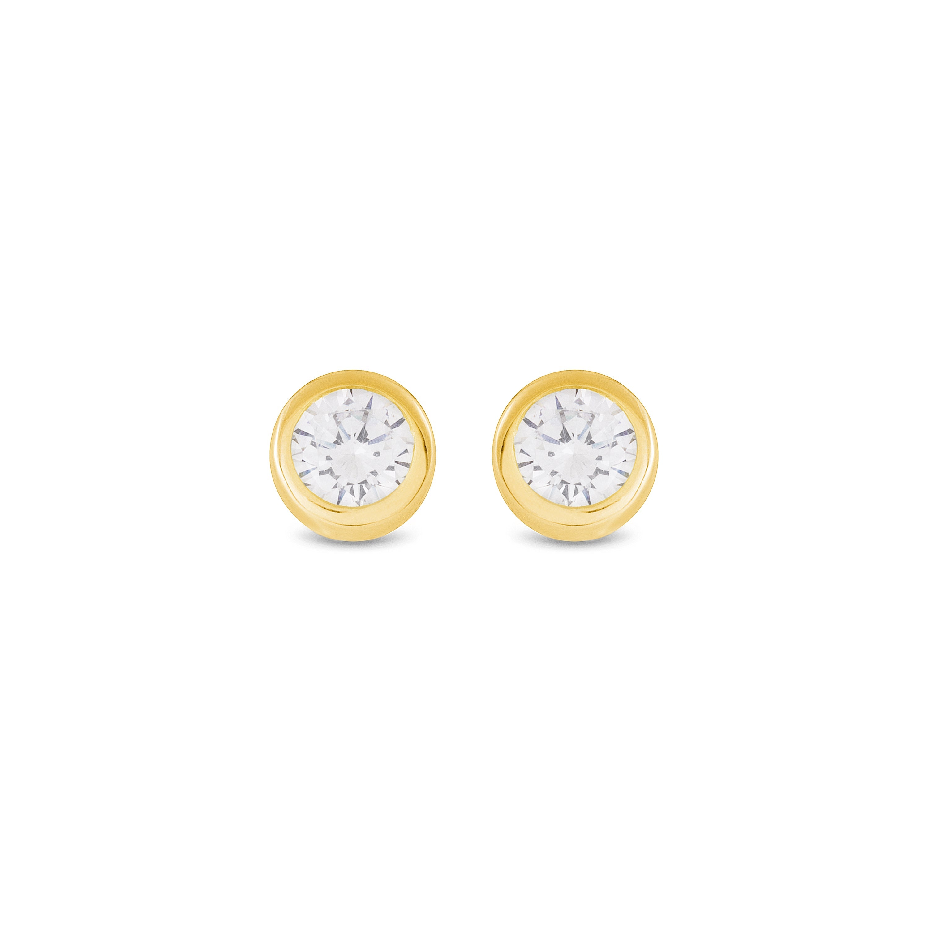 Brincos de Prata 925 com Zircônia Brilhante banhados a ouro amarelo 18K - Imrak