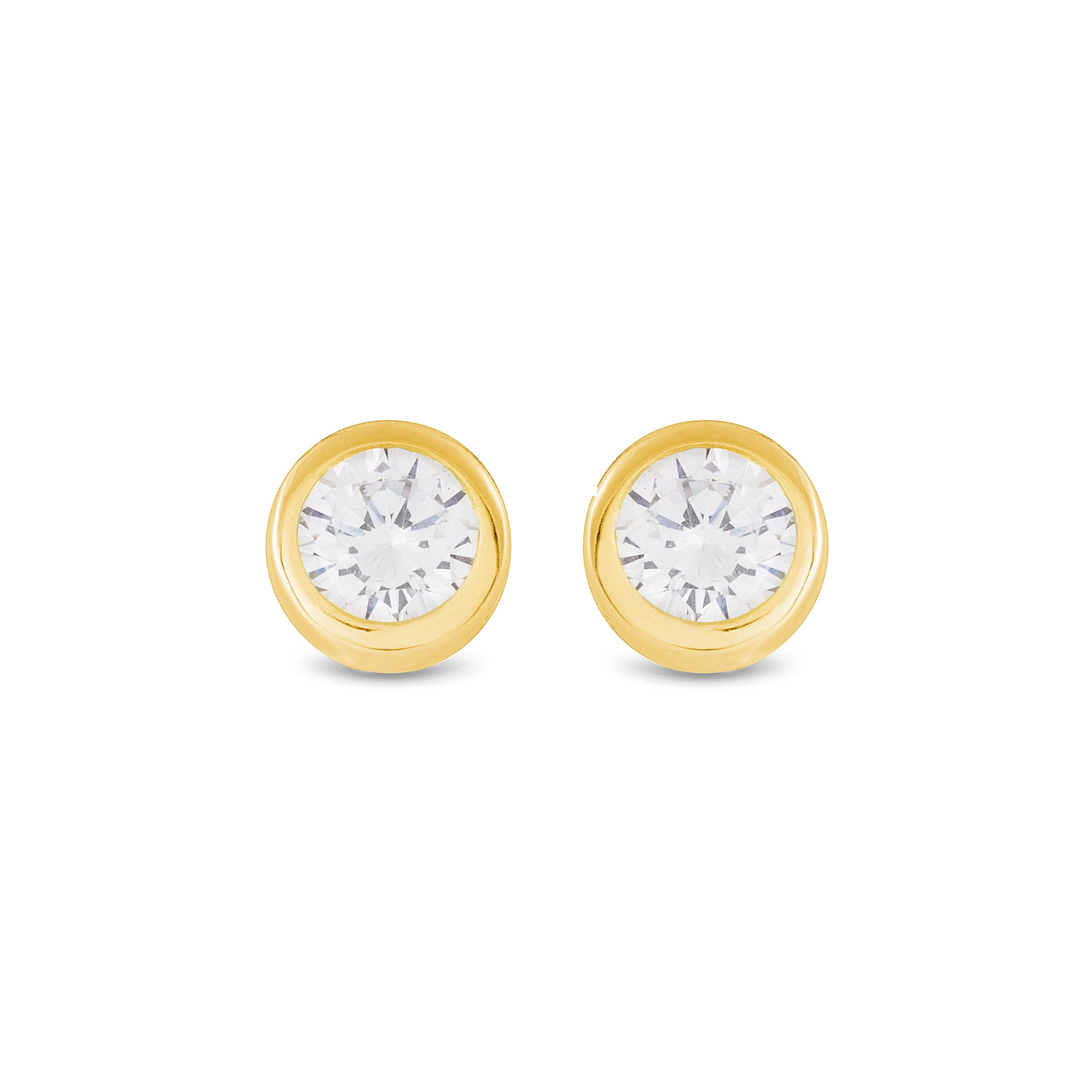 925 Sterling Silver Earrings with Brilliant Zirconia, 18K Yellow Gold Finish - Imrak