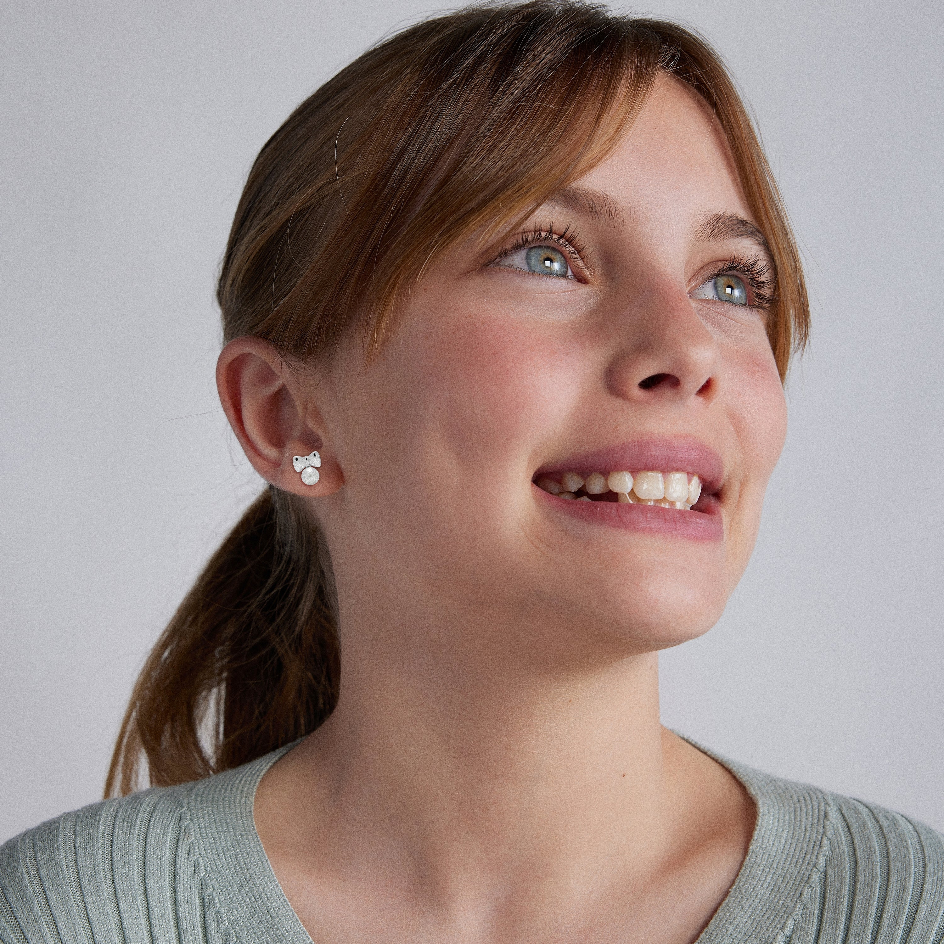 925 Sterling Silver Earrings with White Pearl, Rhodium Finish - Bolmash