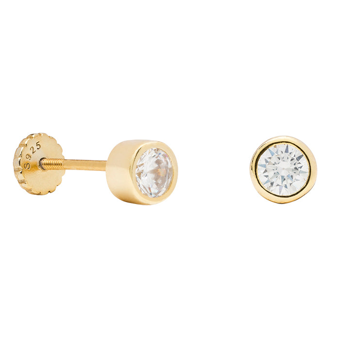 925 Sterling Silver Earrings with Brilliant Zirconia Finished in 18K Yellow Gold - Shiri