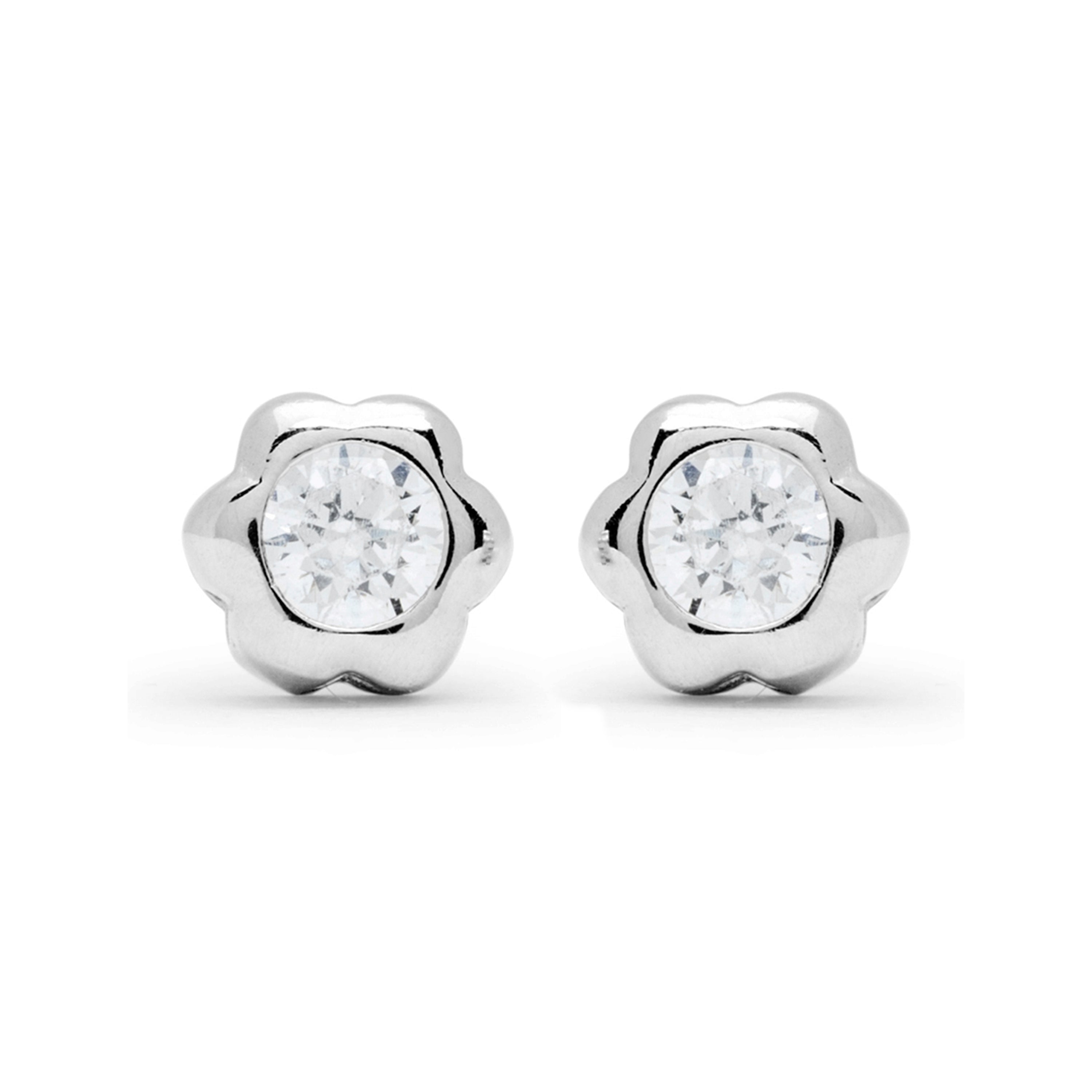 925 Sterling Silver Earrings with Rhodium-Plated Brilliant Zirconia - Kaiwu