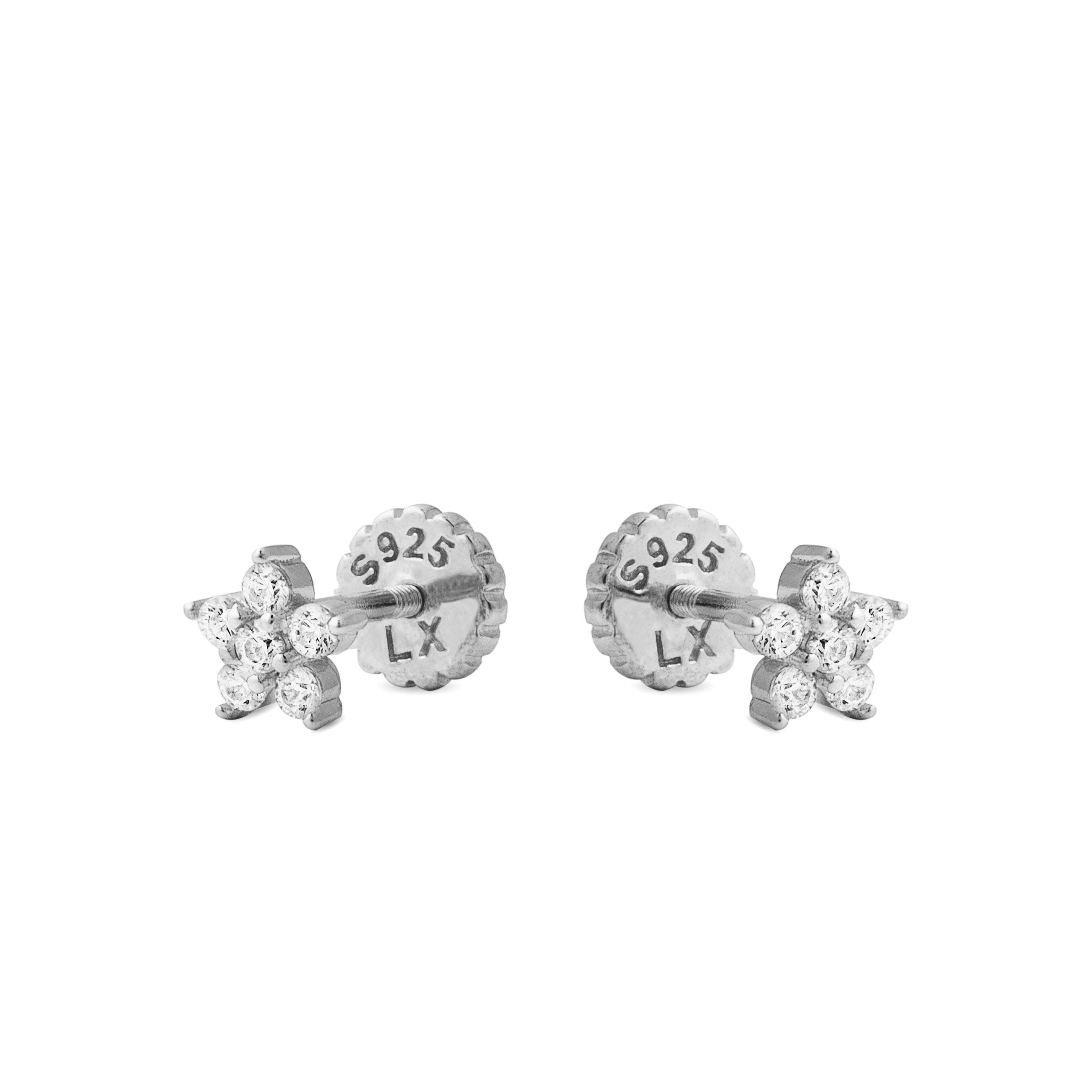 925 Sterling Silver Earrings with Rhodium-Plated Brilliant Zirconia - Anba