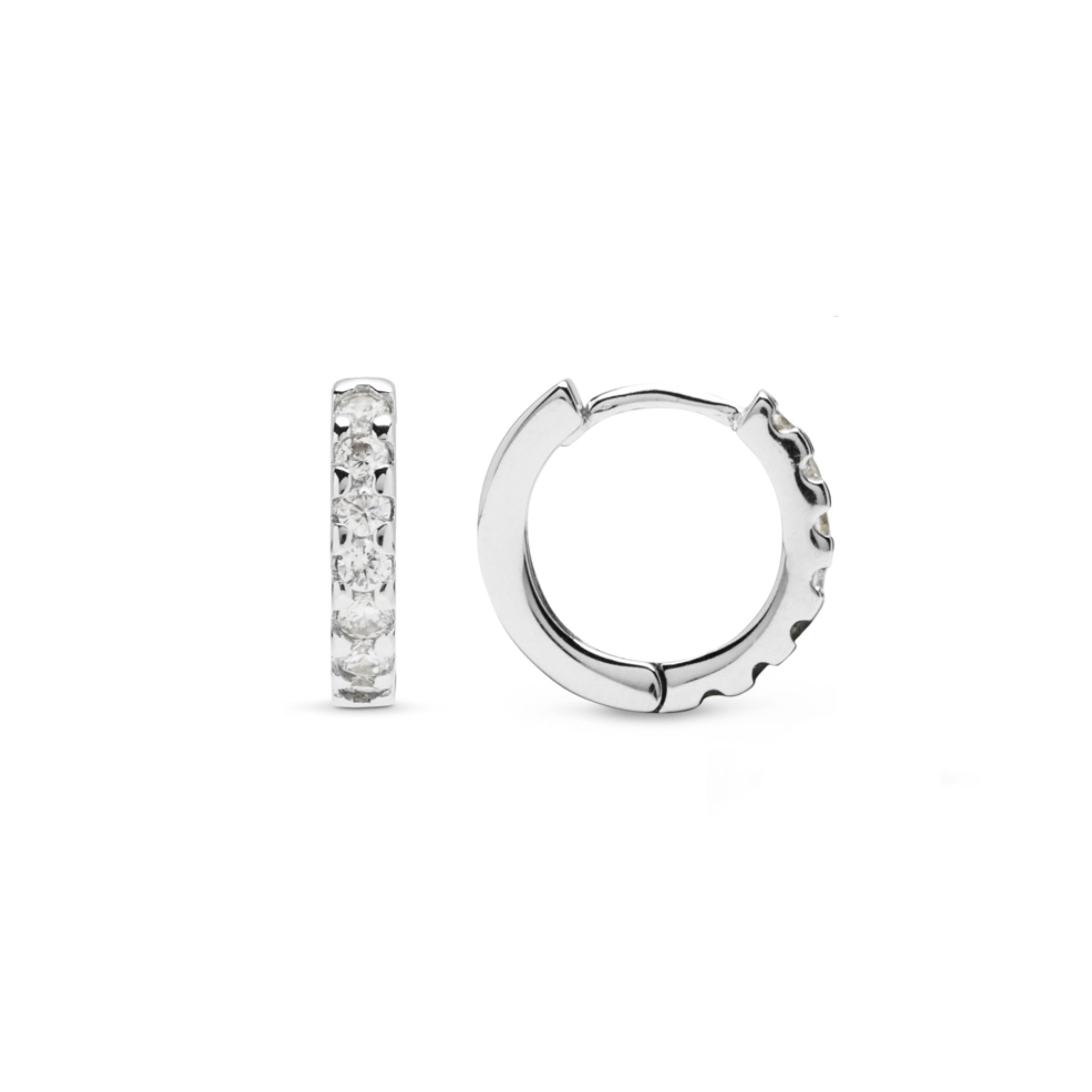 925 Sterling Silver Earrings with Brilliant Zirconia, Rhodium Finish - Meri