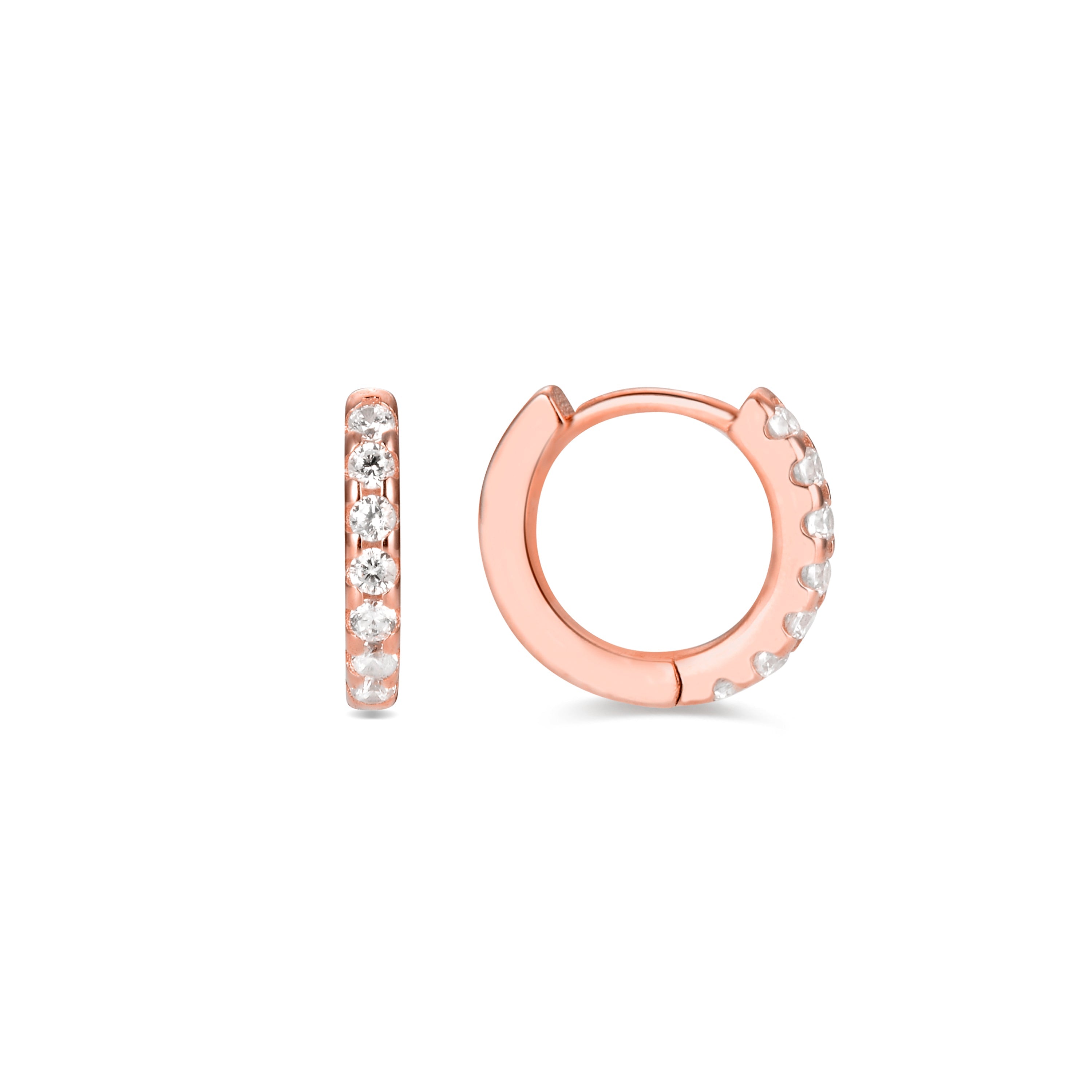 925 Sterling Silver Earrings with Brilliant Zirconia Finished in 18K Rose Gold - Meri