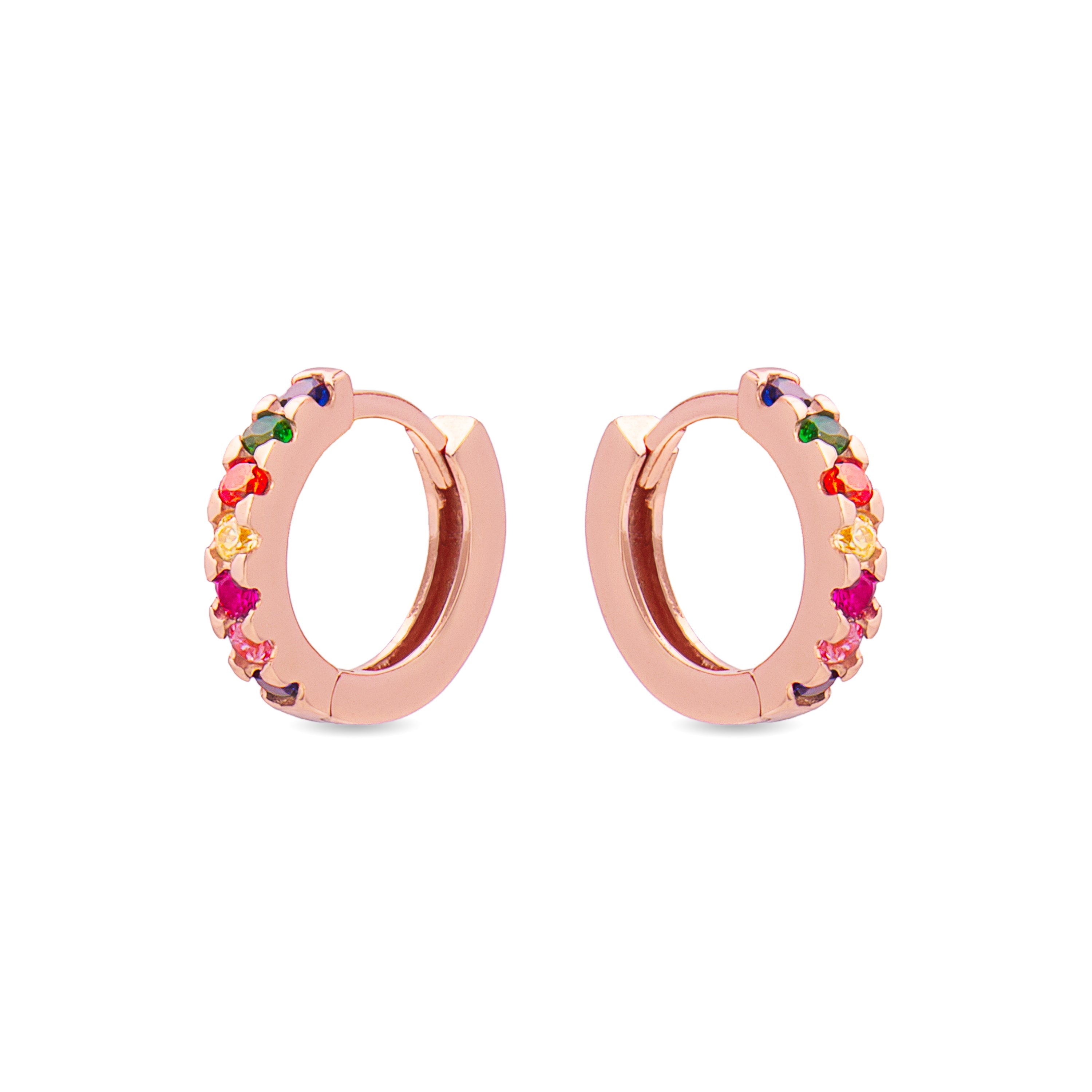 Pendientes de Plata de Ley 925 con Circonita Multicolor acabados en rodio - Meri