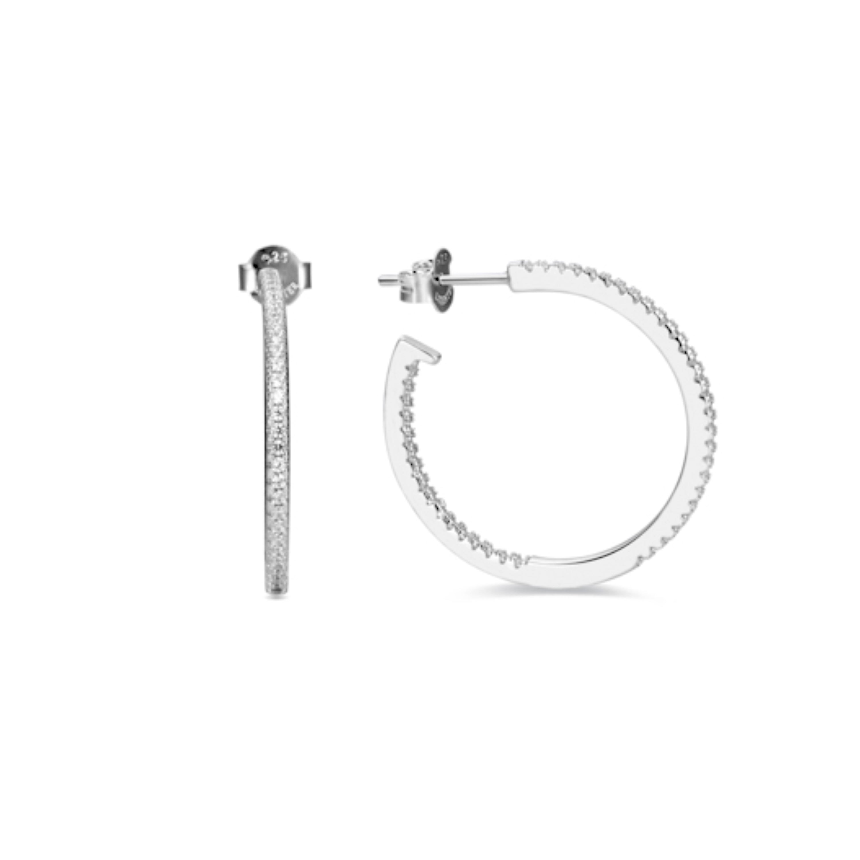 925 Sterling Silver Earrings with Rhodium-Plated Brilliant Zirconia - Xoma