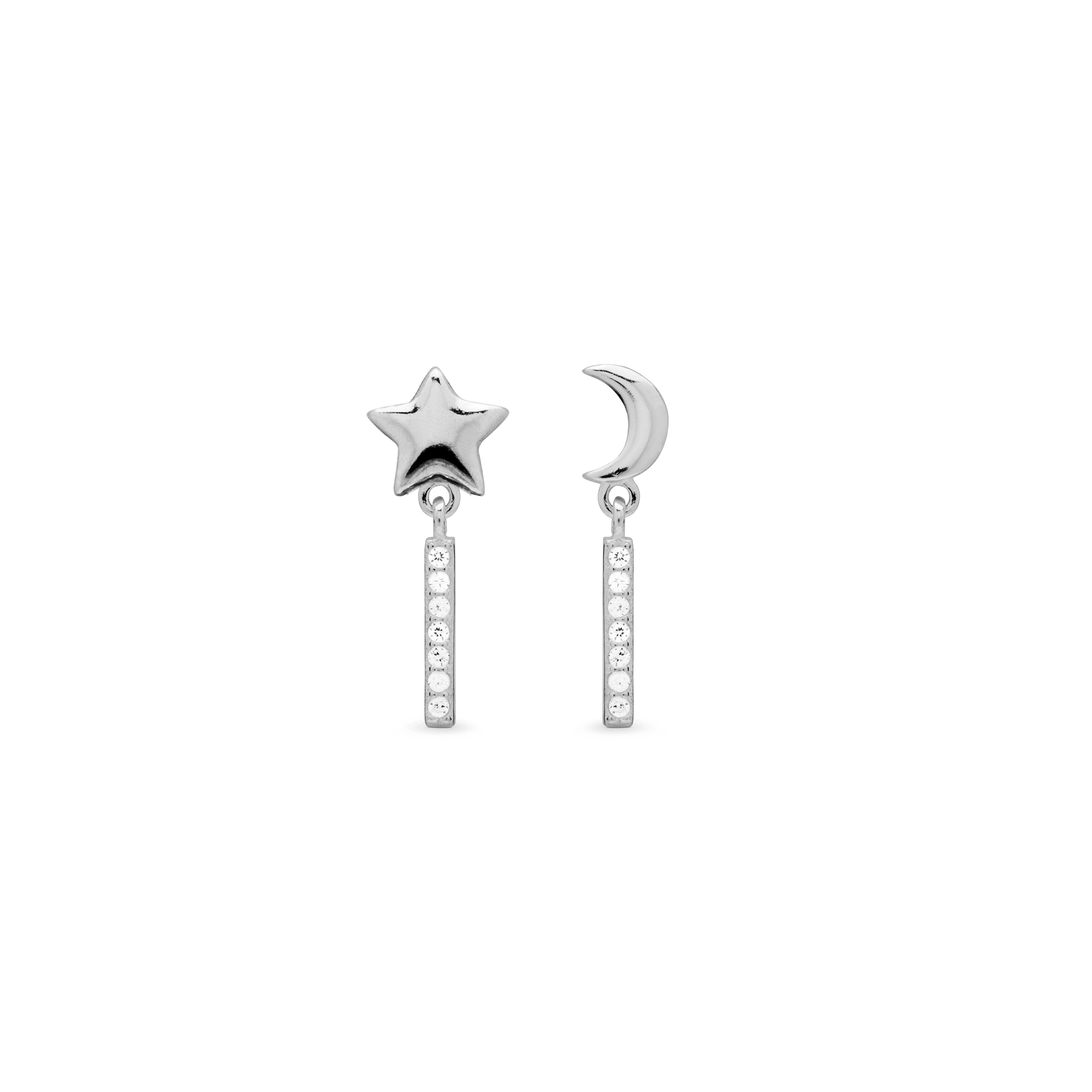925 Sterling Silver Earrings with Rhodium-Plated Brilliant Zirconia - Nelan