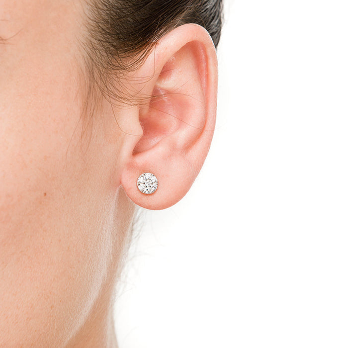 925 Sterling Silver Earrings with Rhodium-Plated Brilliant Zirconia - Circle