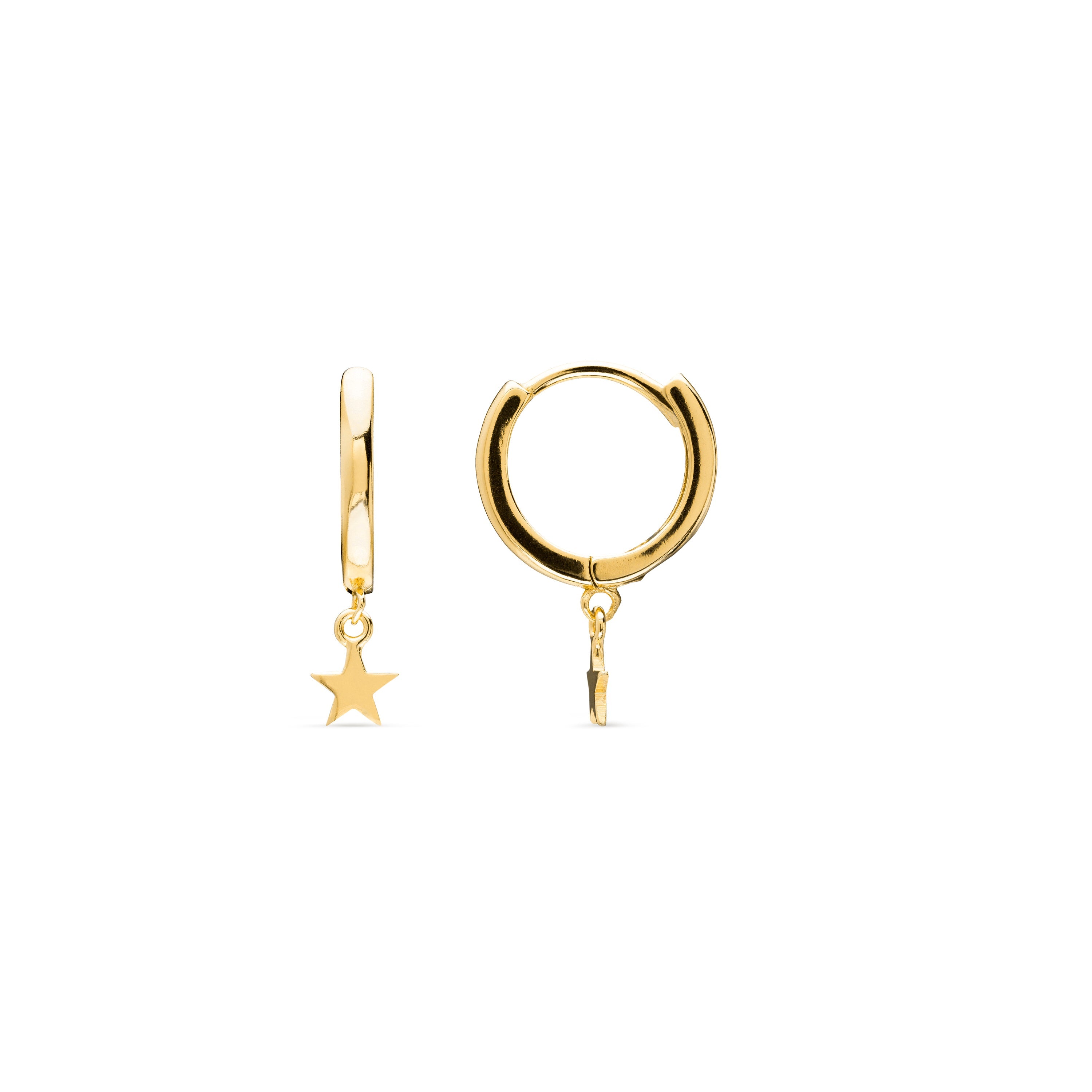 925 Sterling Silver Earrings with 18K Yellow Gold Finish - Star