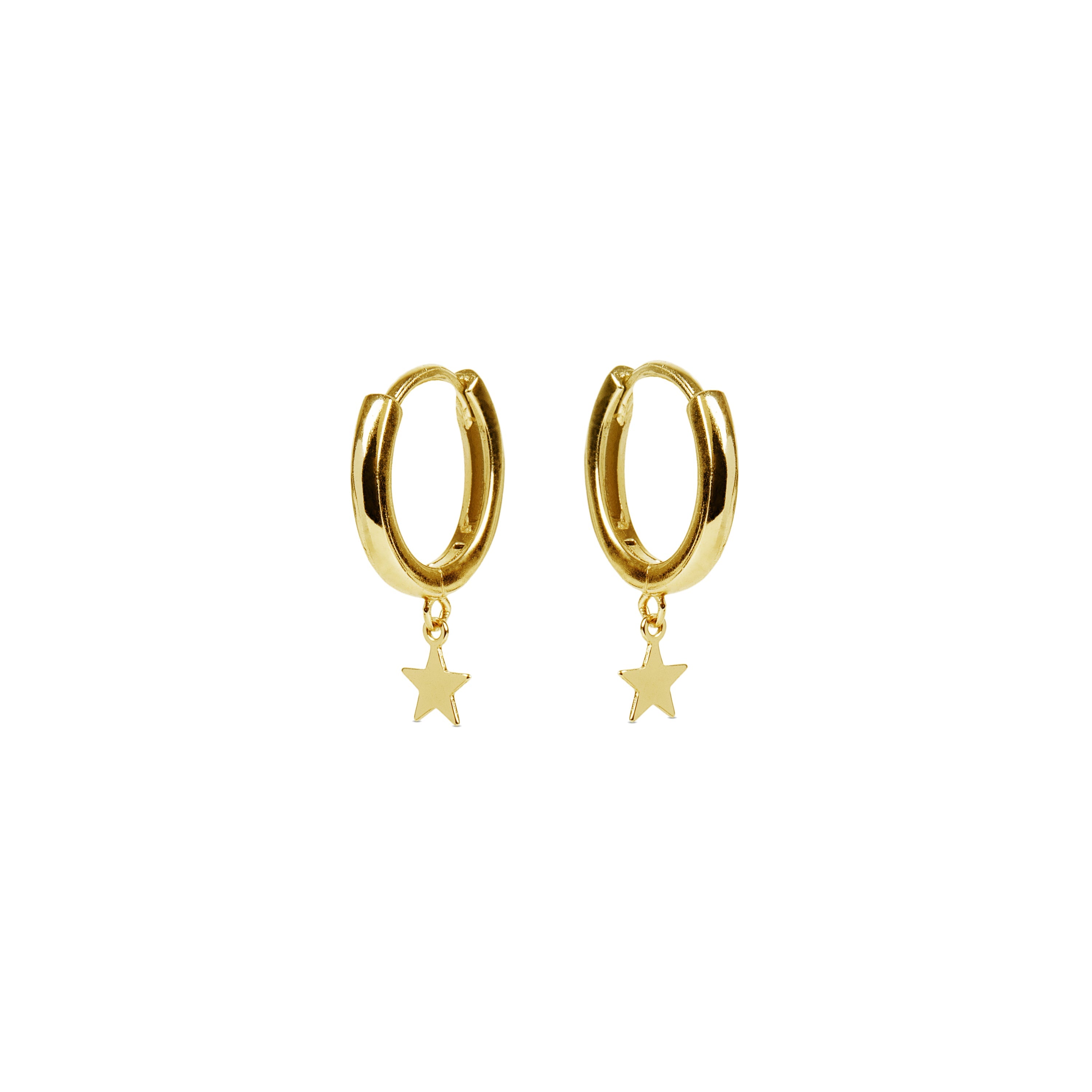 925 Sterling Silver Earrings with 18K Yellow Gold Finish - Star