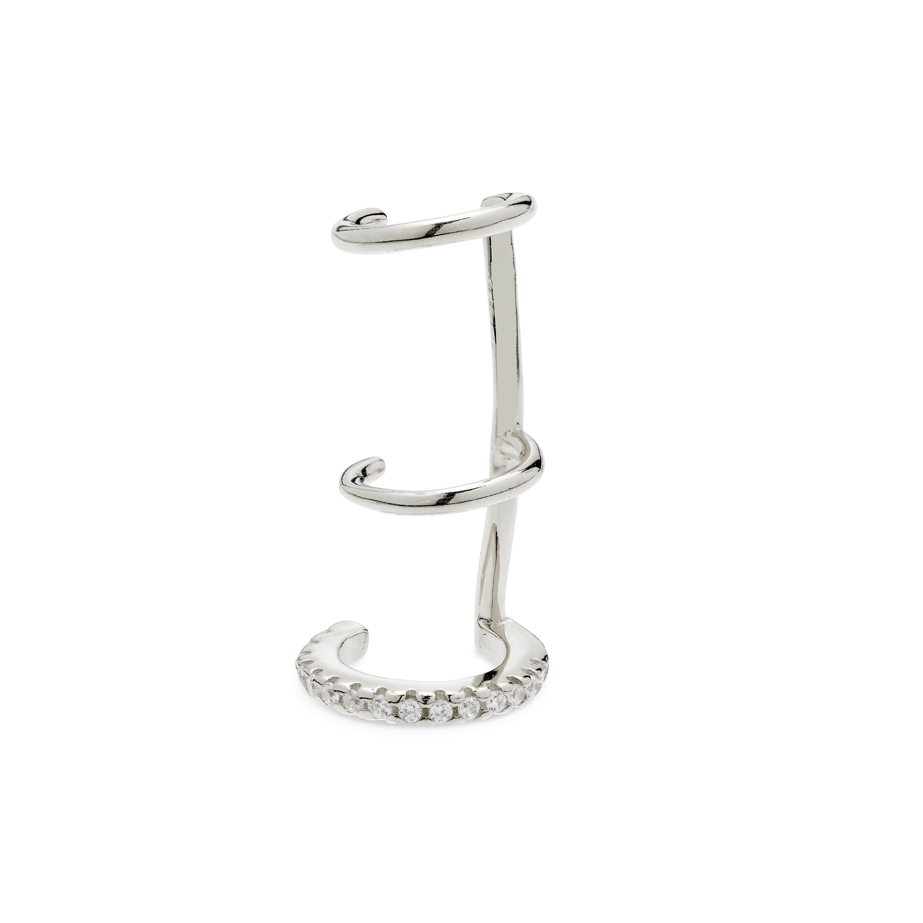 925 Sterling Silver Piercing with Brilliant Zirconia in Rhodium Finish - Dabeorth
