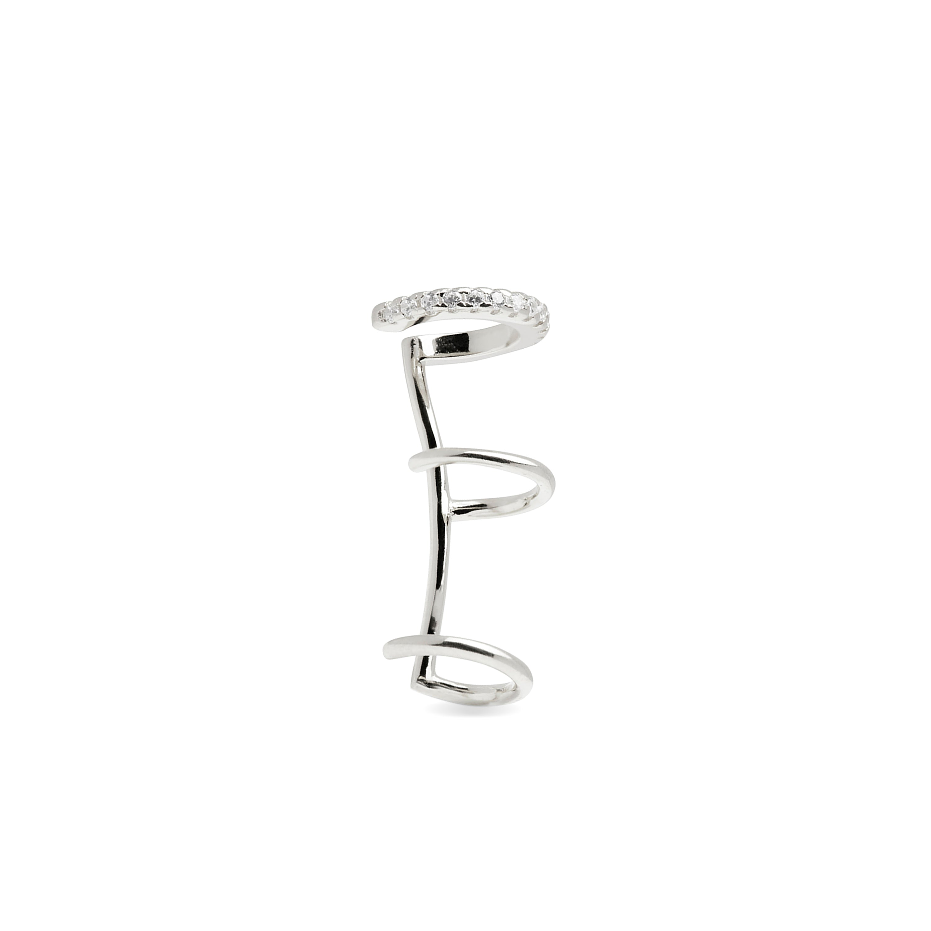 925 Sterling Silver Piercing with Brilliant Zirconia in Rhodium Finish - Dabeorth
