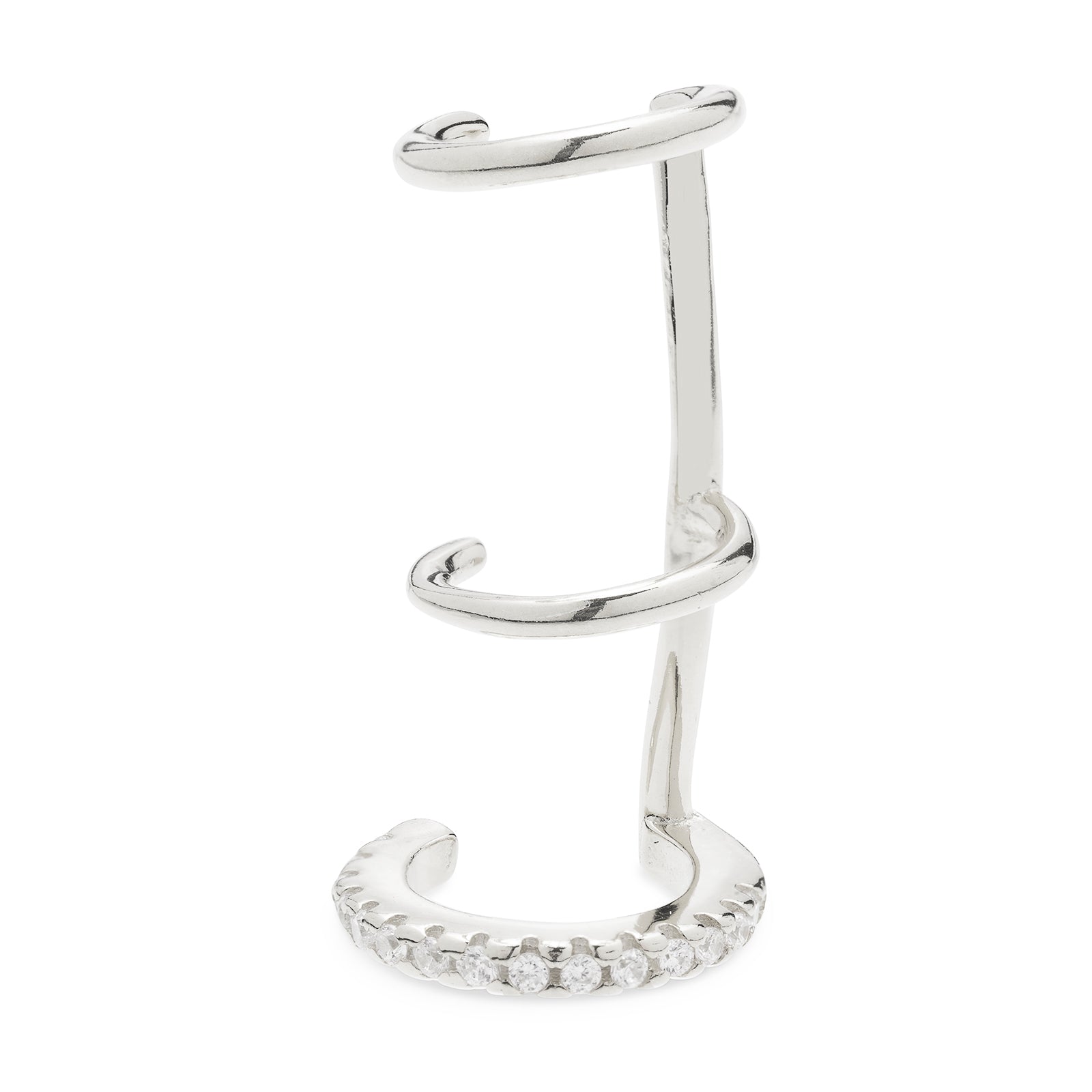 925 Sterling Silver Piercing with Brilliant Zirconia in Rhodium Finish - Dabeorth